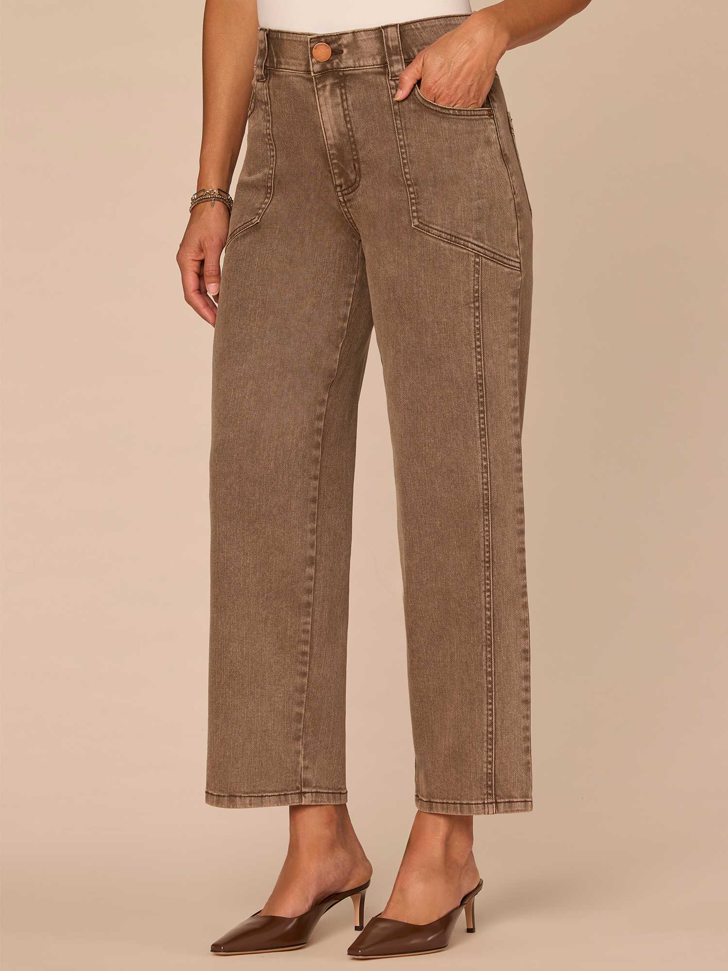 "Ab"solution® Skyrise Relaxed Straight Leg Jeans with Seaming Detail