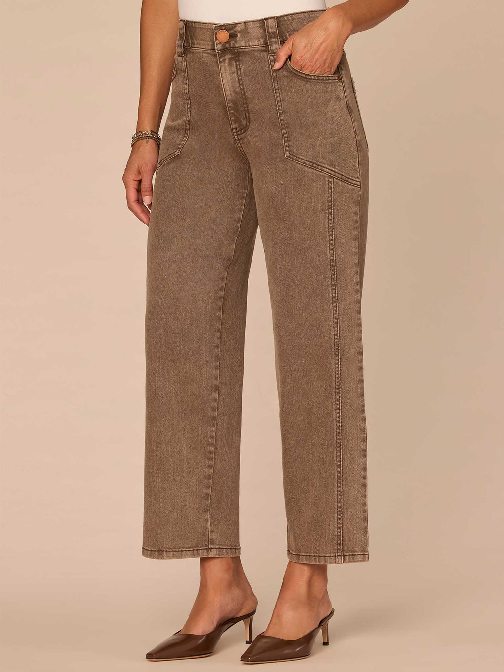 "Ab"solution® Skyrise Relaxed Straight Leg Petite Jeans with Seaming
