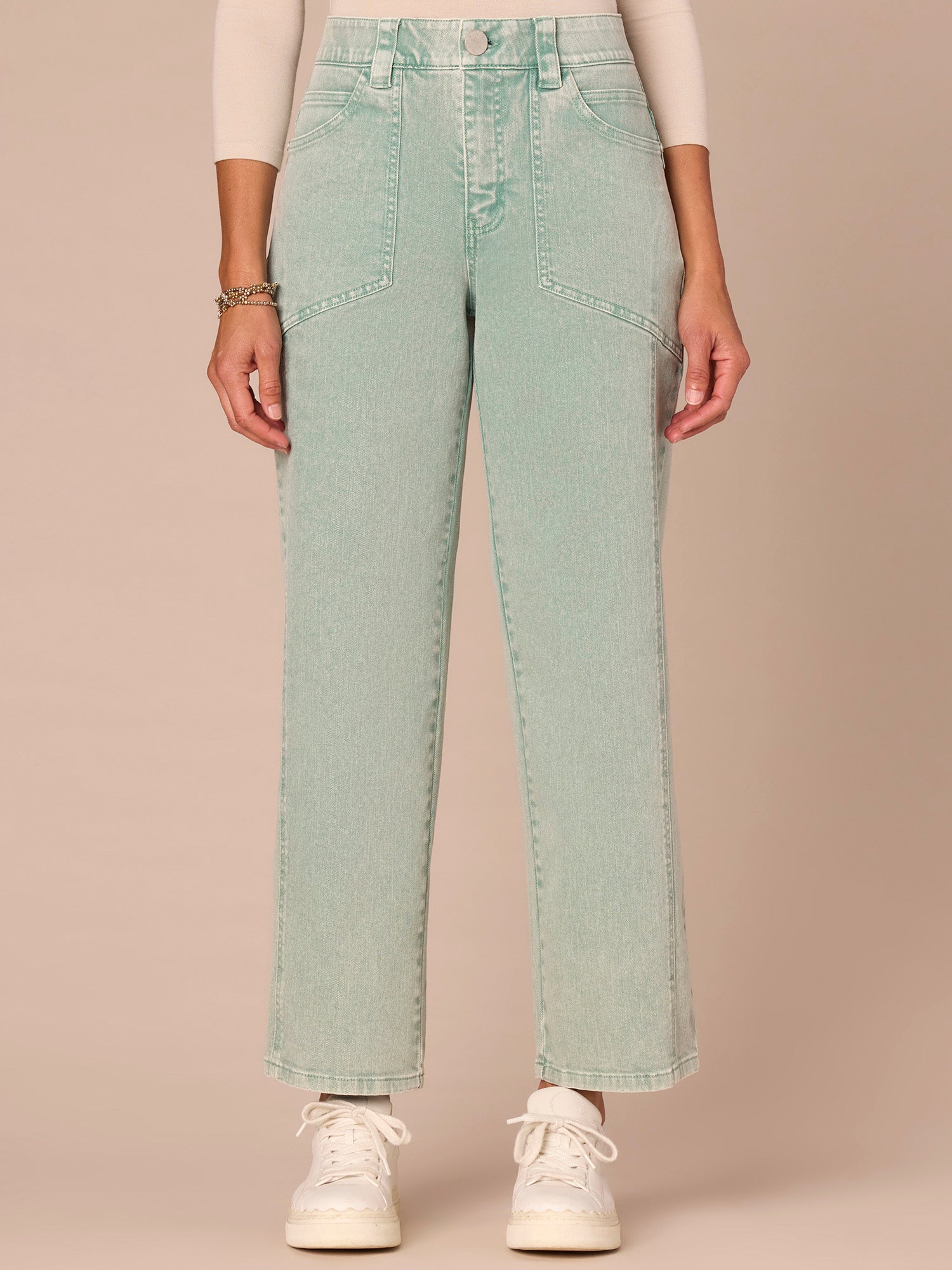 "Ab"solution® Skyrise Relaxed Straight Leg Jeans with Seaming Detail