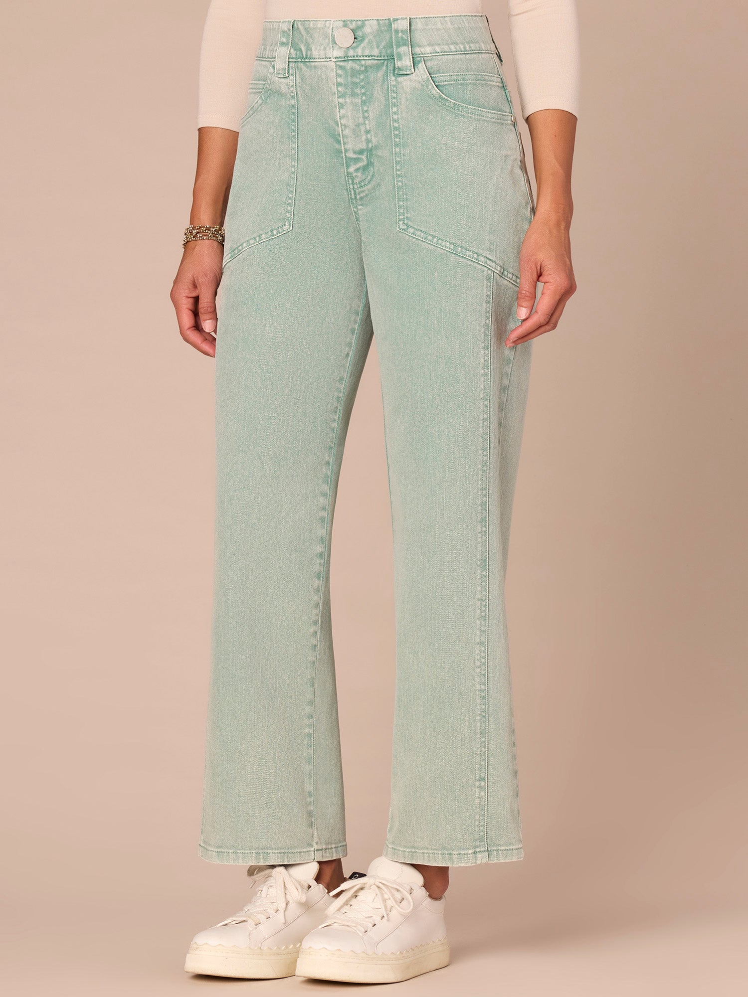 "Ab"solution® Skyrise Relaxed Straight Leg Jeans with Seaming Detail