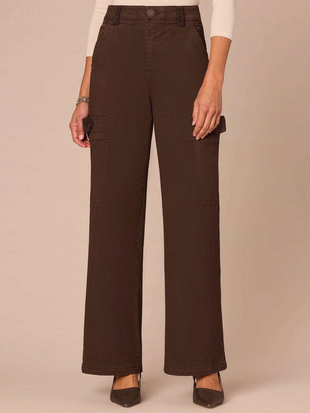 "Ab"solution® Skyrise Corduroy Contrast Mixed Media Wide Leg Jeans