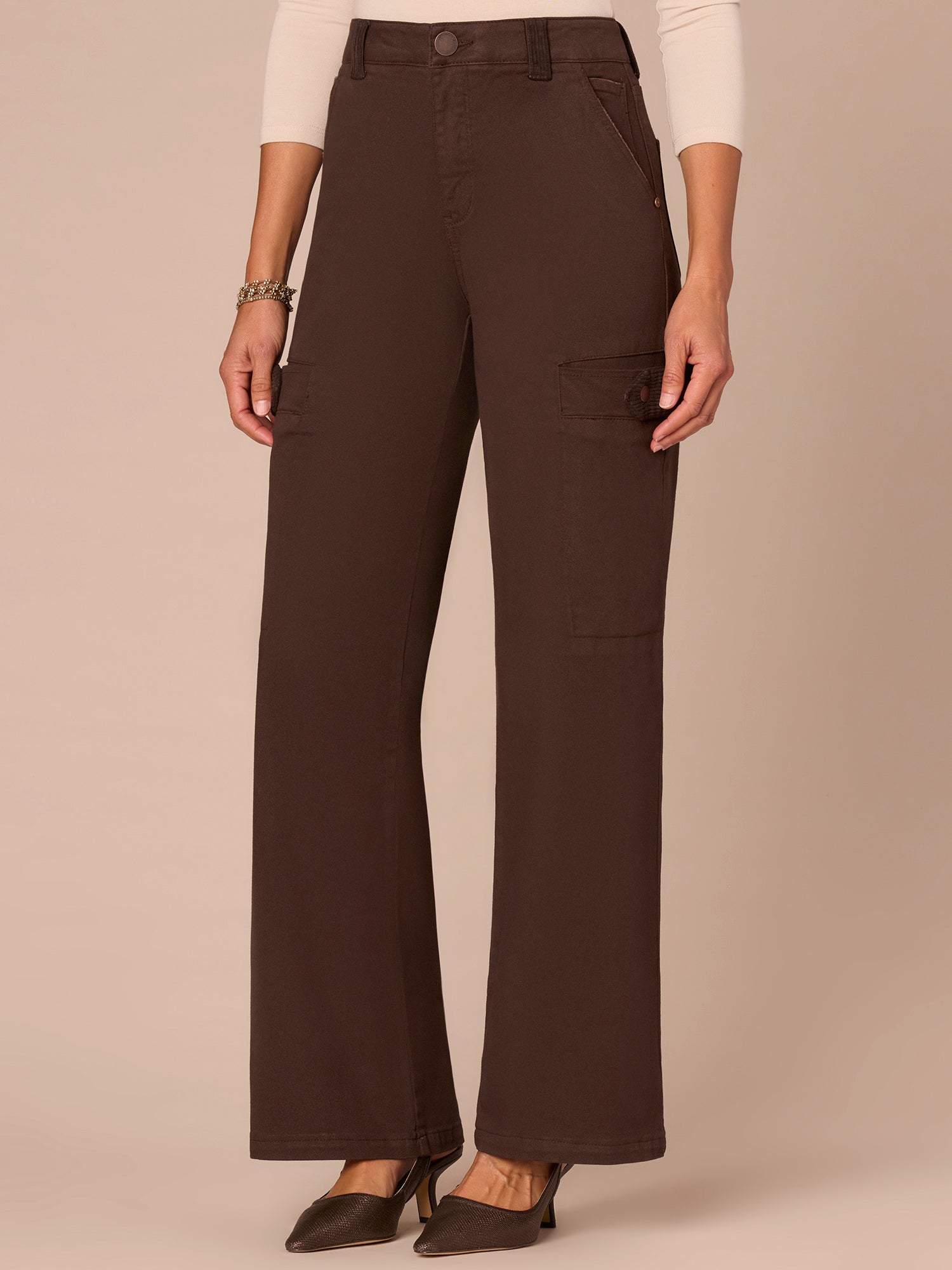 "Ab"solution® Skyrise Corduroy Contrast Mixed Media Wide Leg Jeans