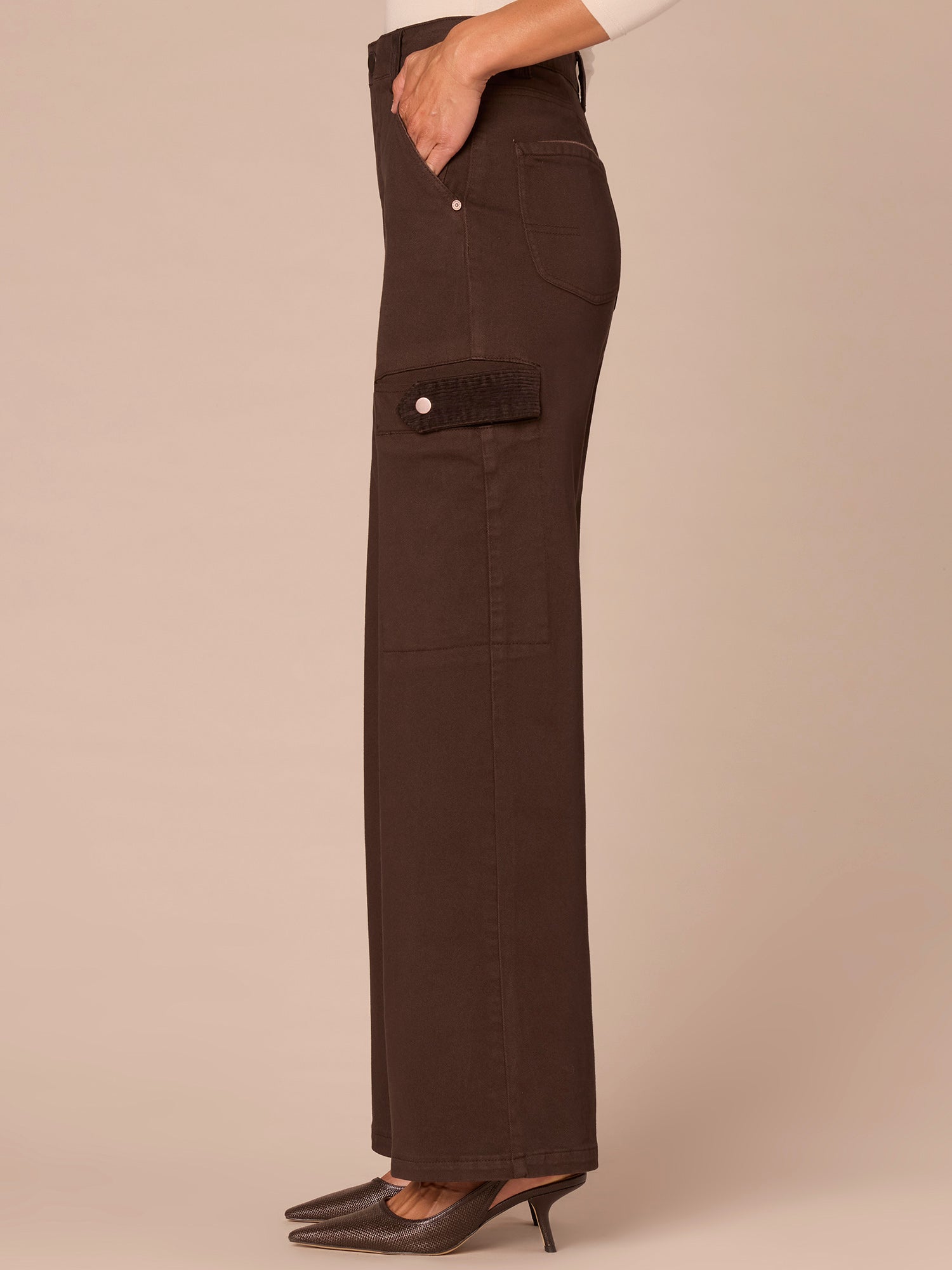 "Ab"solution® Skyrise Corduroy Contrast Mixed Media Wide Leg Jeans