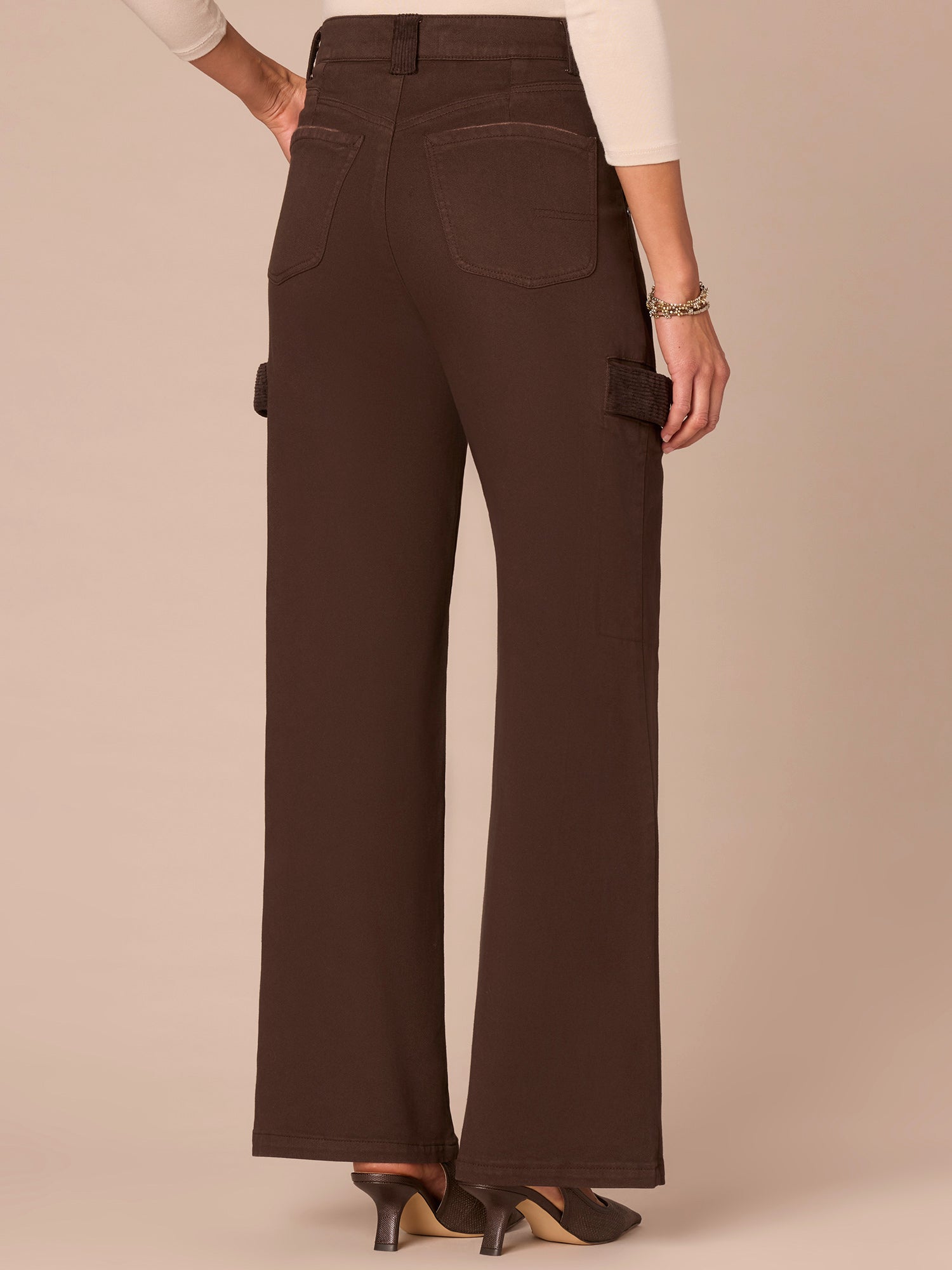 "Ab"solution® Skyrise Corduroy Contrast Mixed Media Wide Leg Jeans
