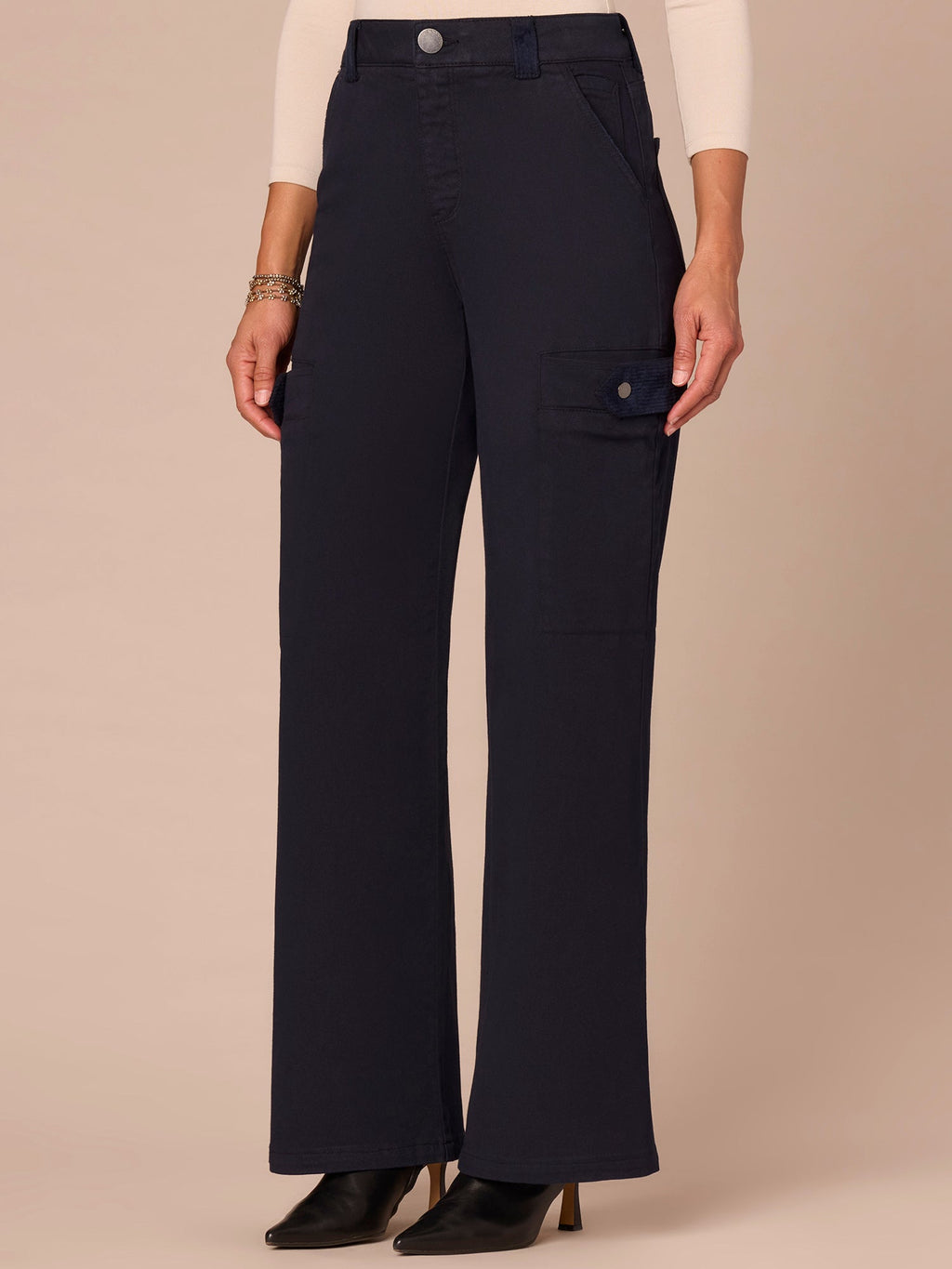 "Ab"solution® Skyrise Corduroy Contrast Mixed Media Wide Leg Jeans