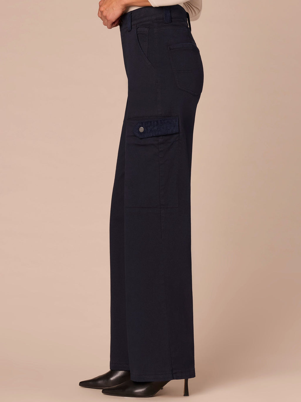 "Ab"solution® Skyrise Corduroy Contrast Mixed Media Wide Leg Jeans