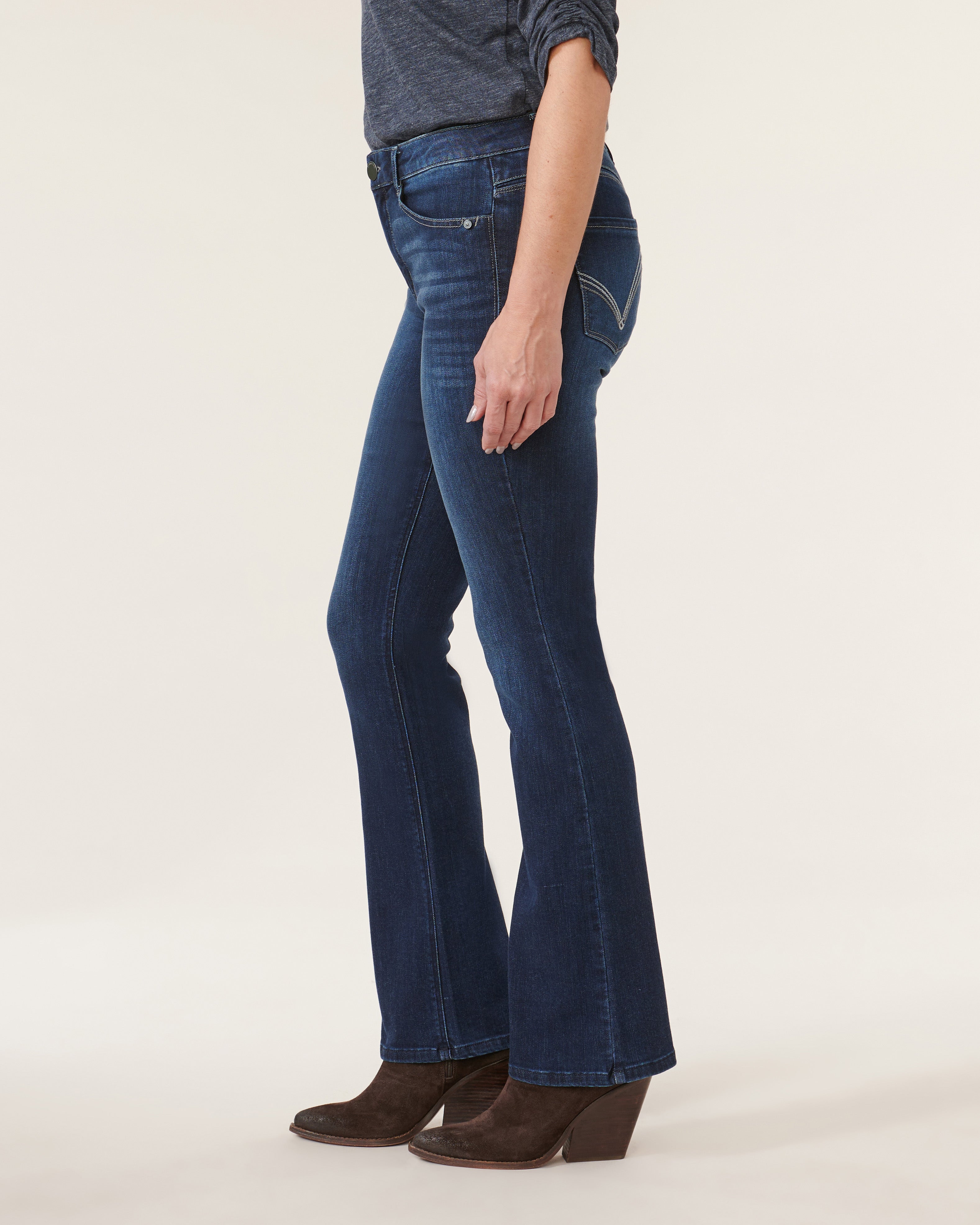 "Ab"solution High Rise Cascading "D" Itty Bitty Boot Petite Jeans