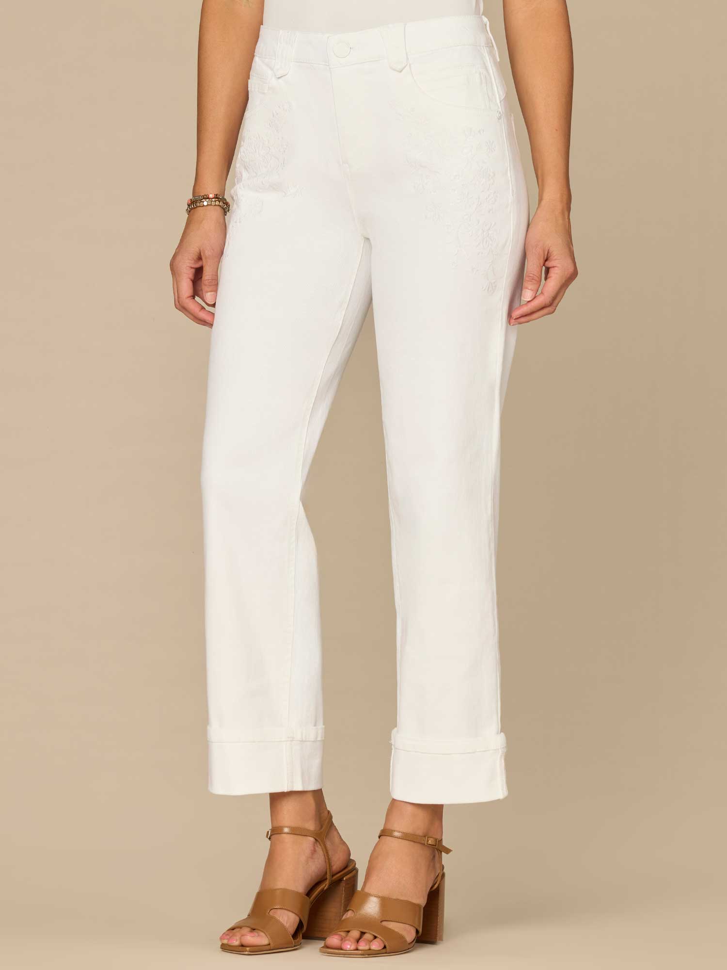 "Ab"solution® High Rise Round Up Embroidered Pocket Boyfriend Jean