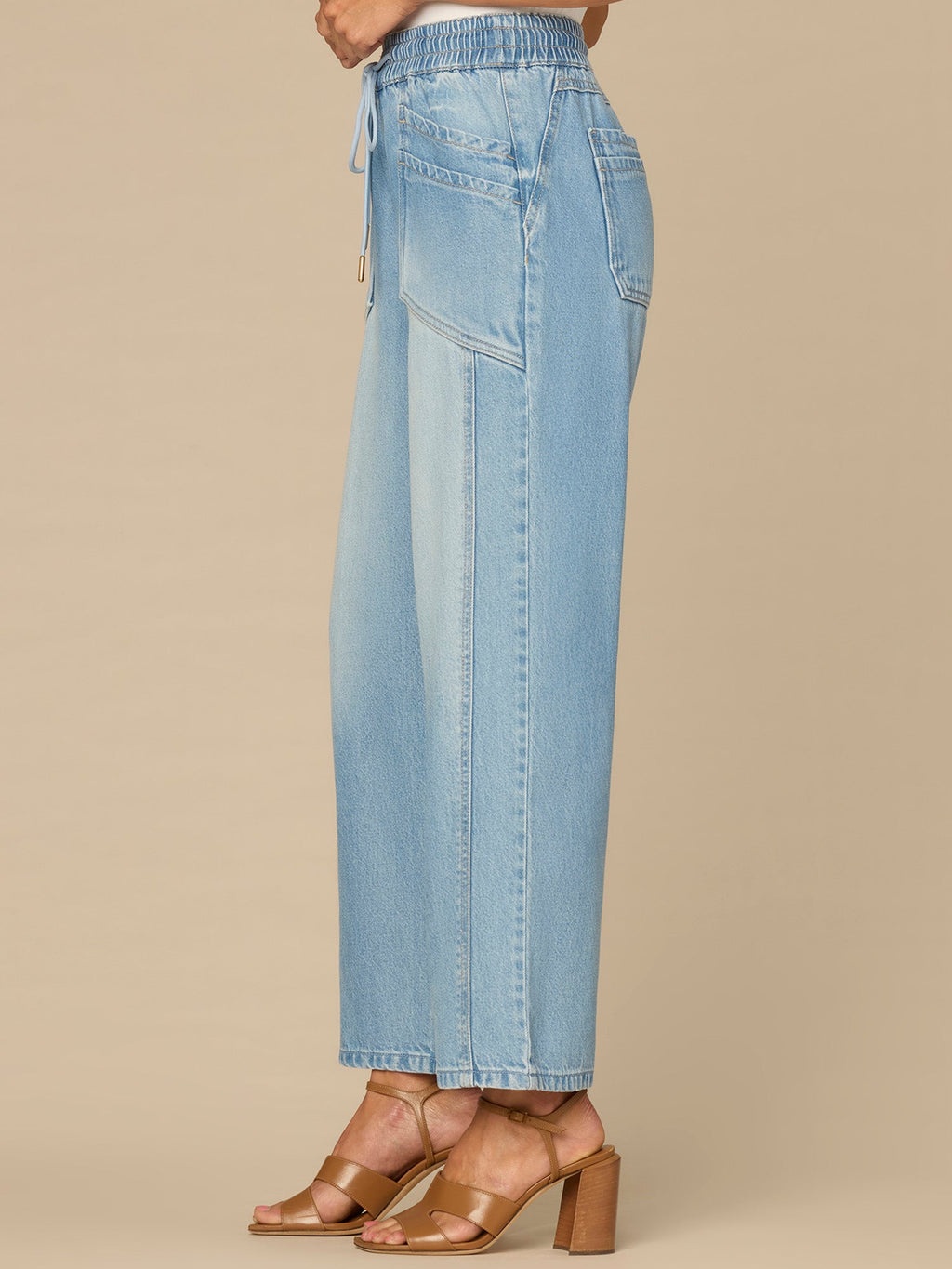 "Ab"leisure Skyrise Drawstring Waist Double Pocket Barely Barrel Jeans