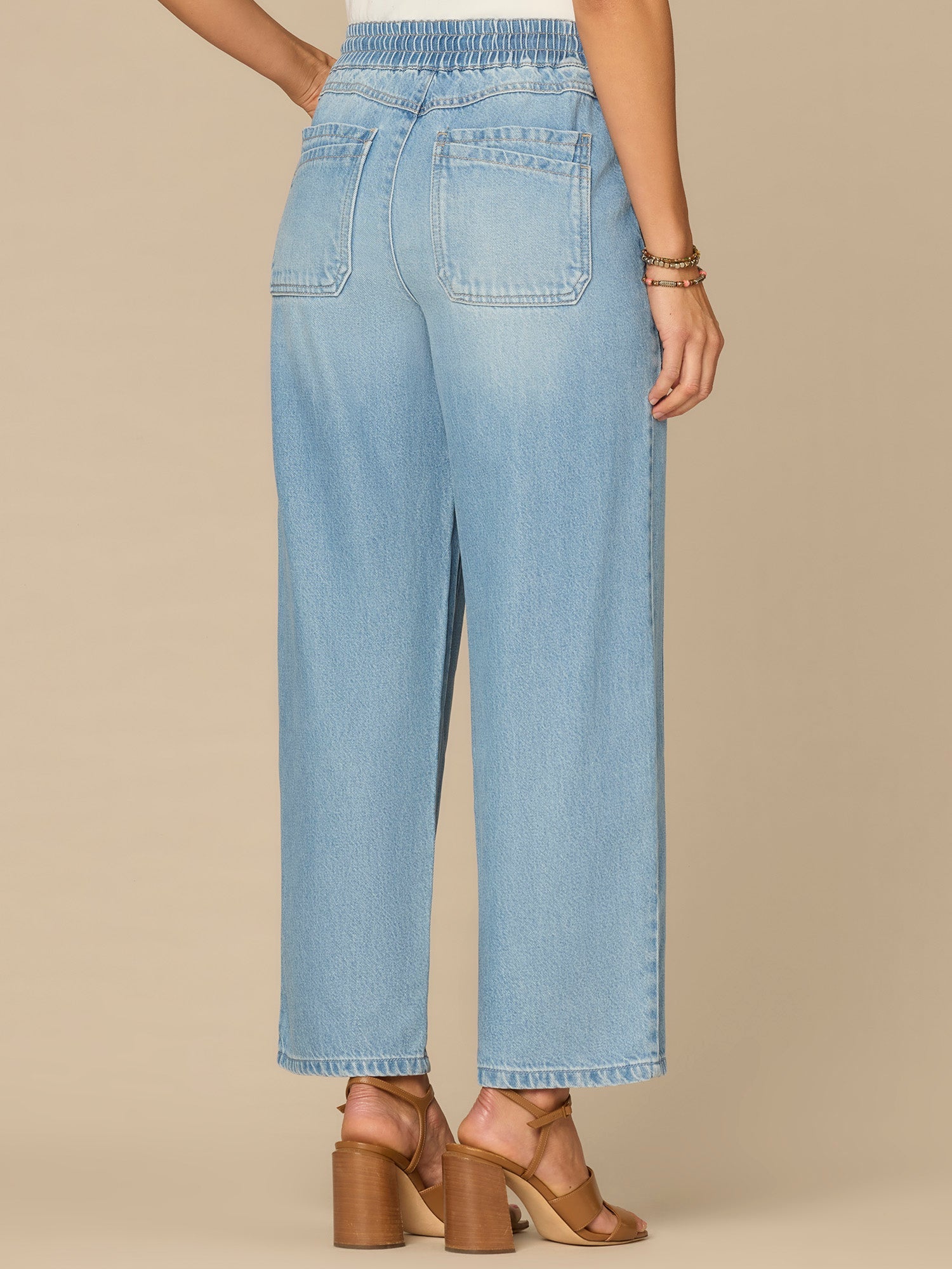 "Ab"leisure Skyrise Drawstring Waist Double Pocket Barely Barrel Jeans