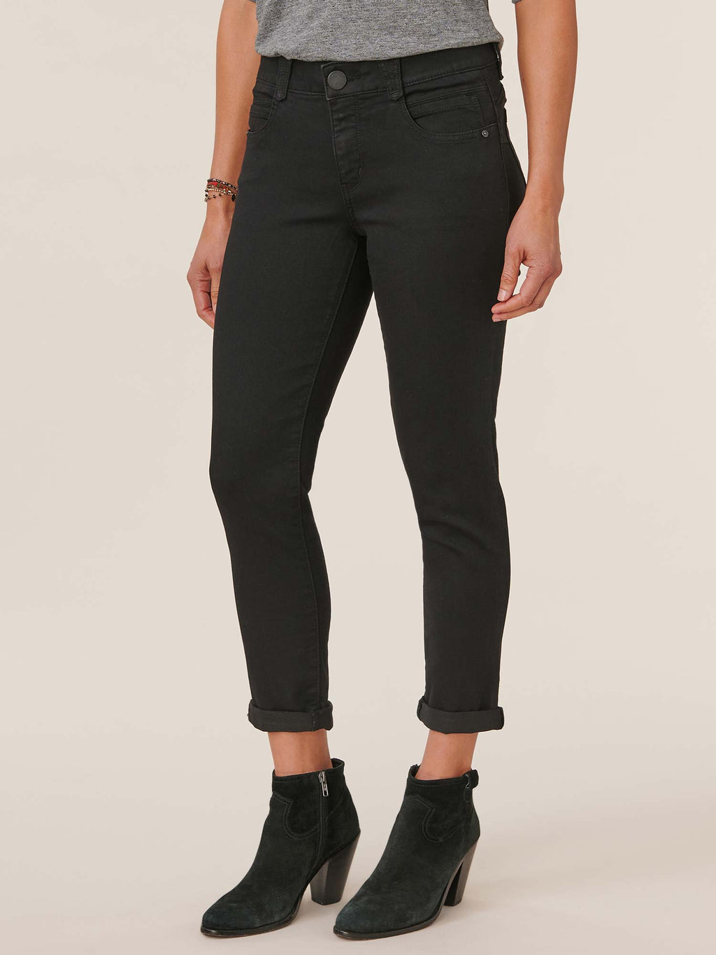 "Ab"solution® Black Denim Petite Ankle Skimmer