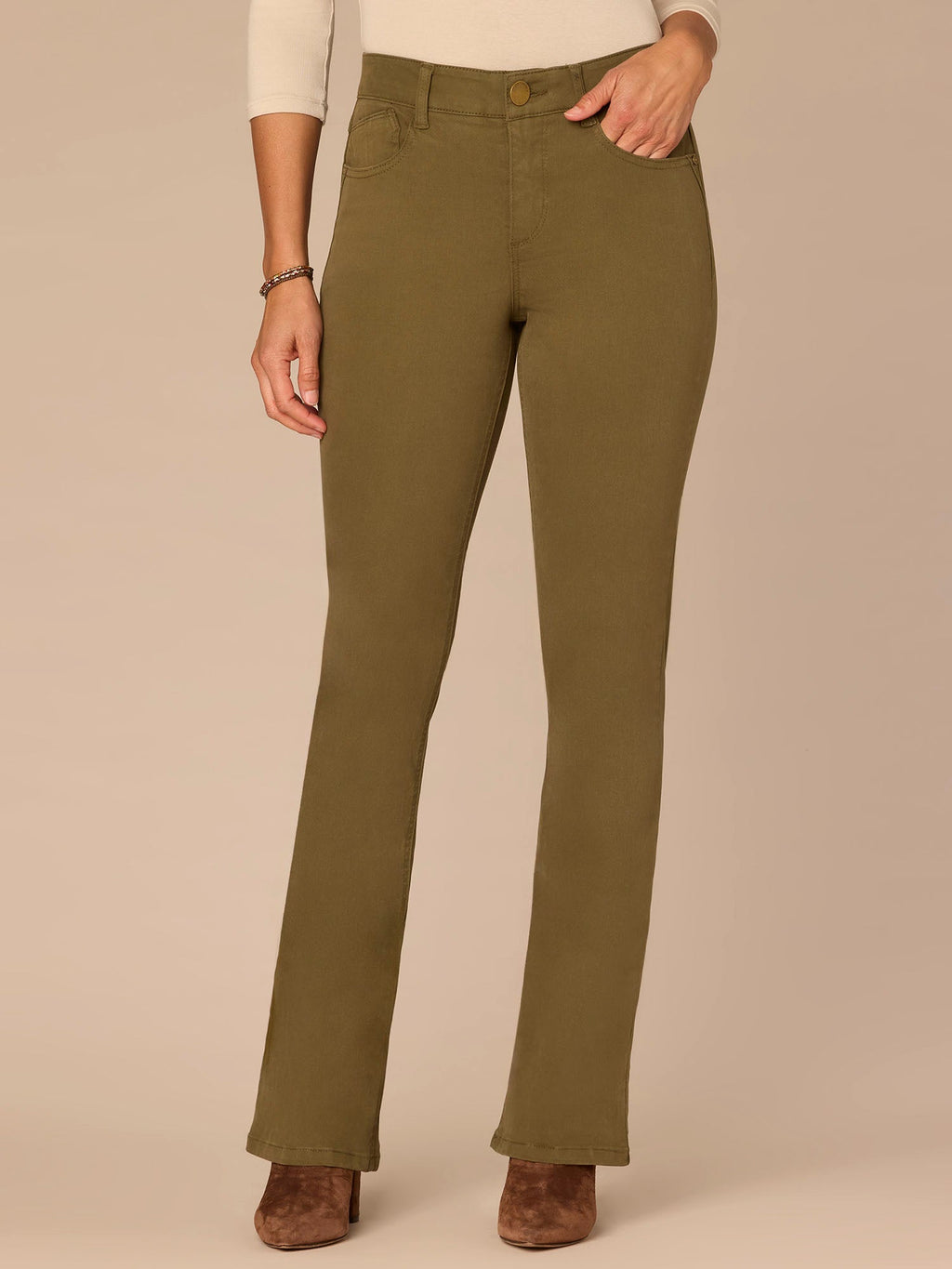 "Ab"solution Mid-Rise Itty Bitty Boot Woven Pants