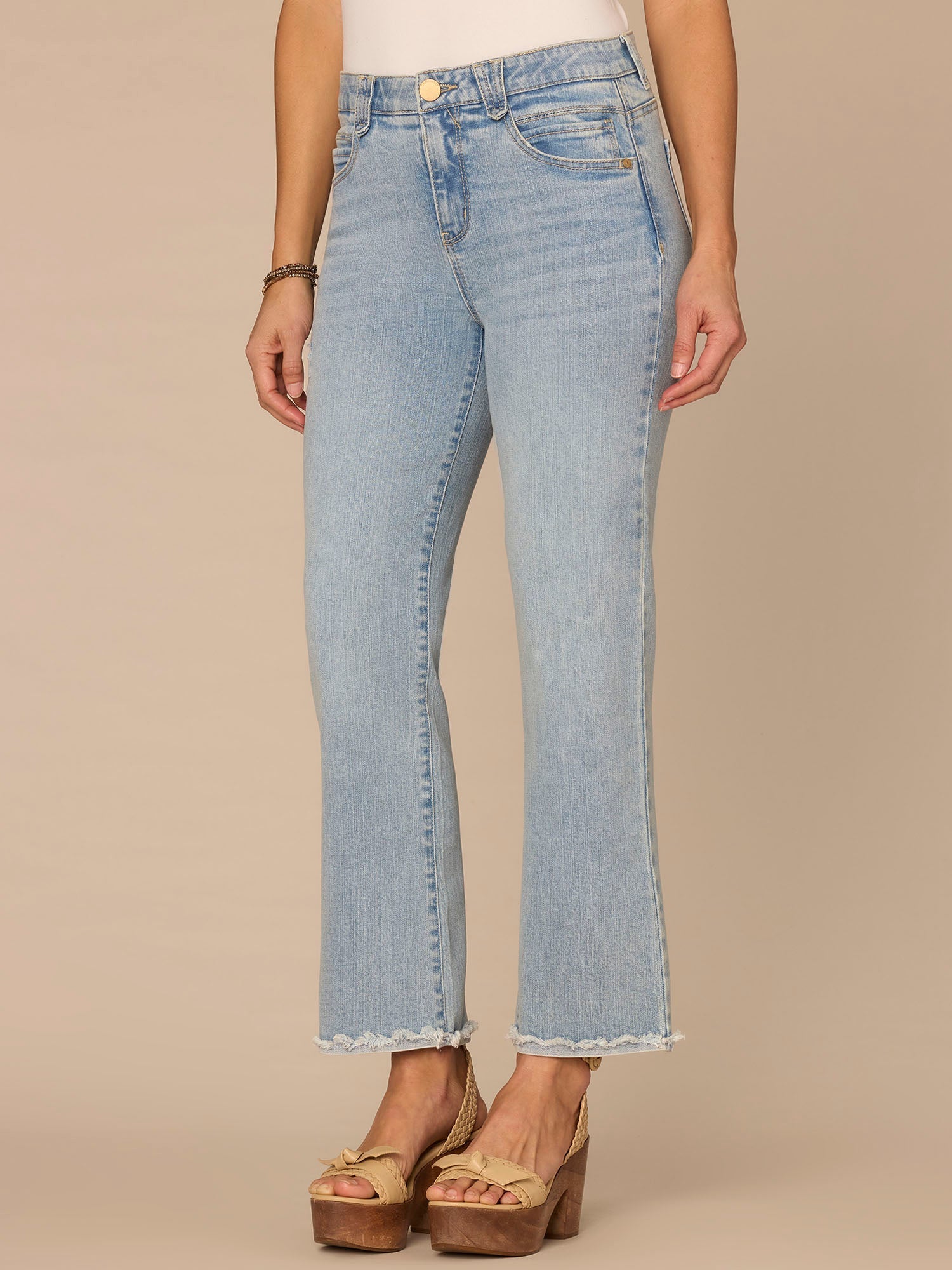 "Ab"solution® High Rise Reverse Fray Scallop Hem Itty Bitty Flare Jean
