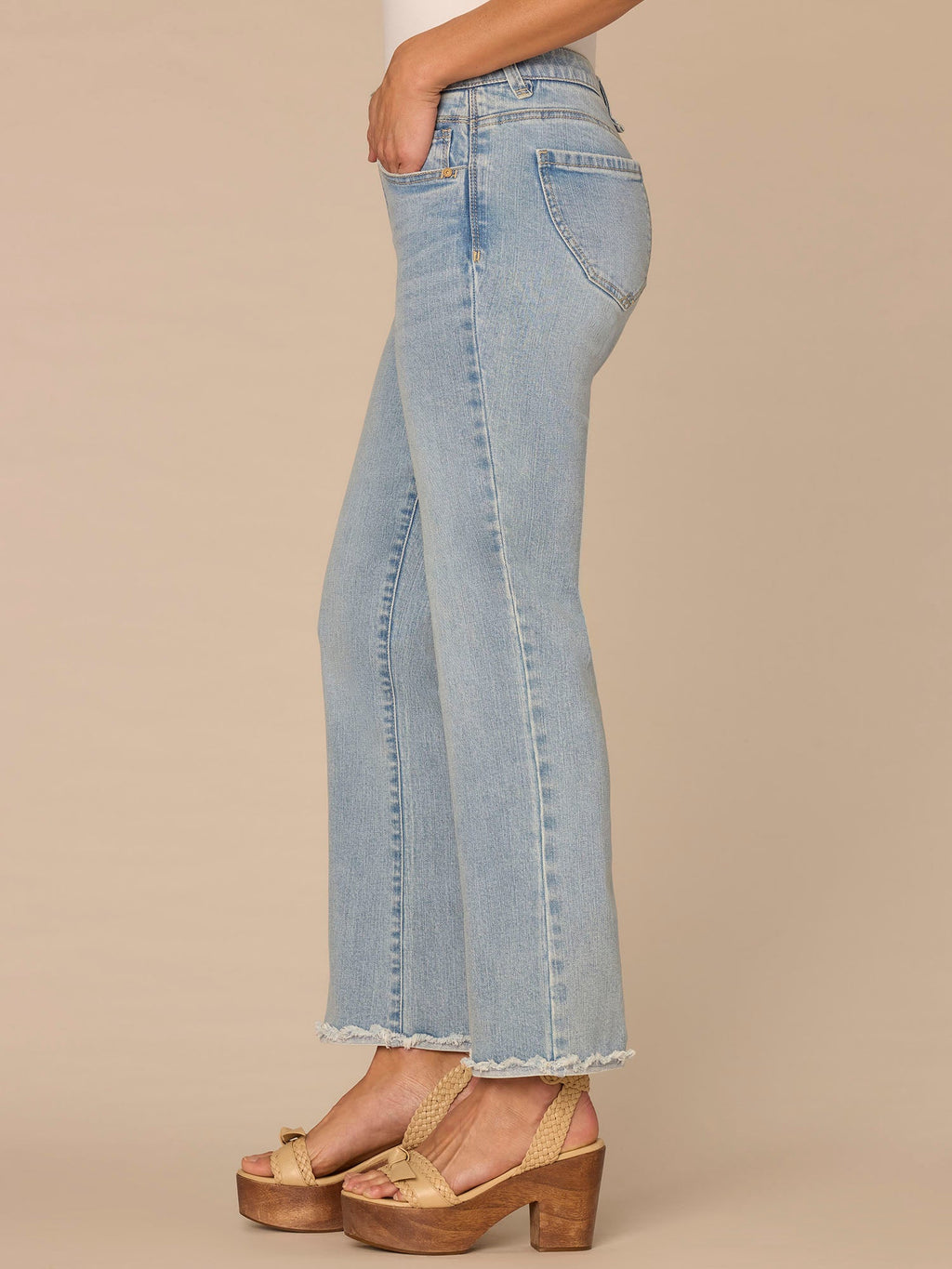 "Ab"solution® High Rise Fray Scallop Hem Petite Itty Bitty Flare Jeans