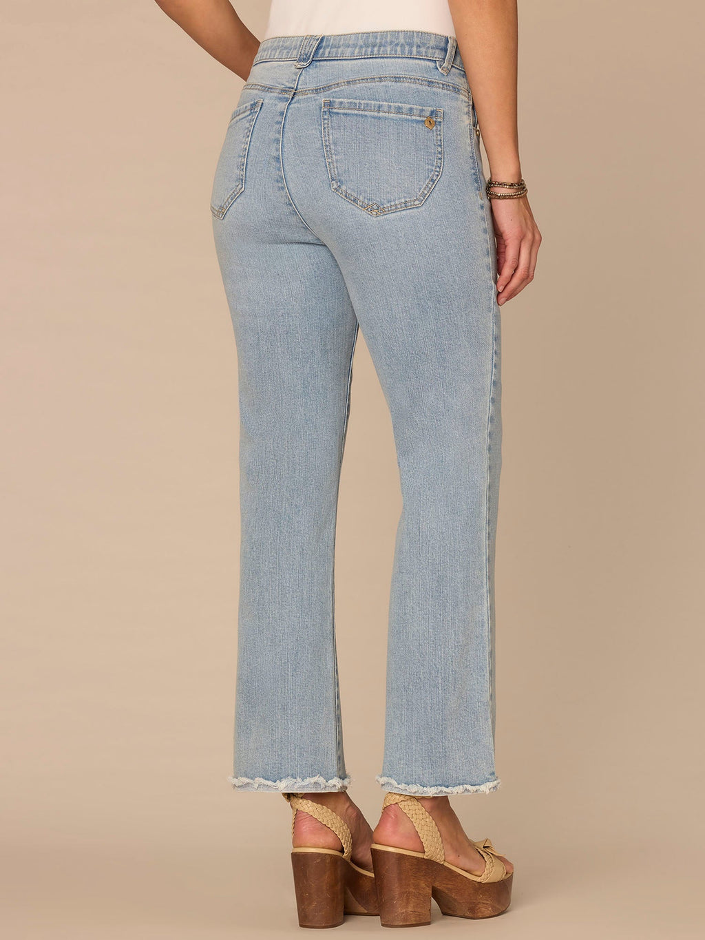 "Ab"solution® High Rise Reverse Fray Scallop Hem Itty Bitty Flare Jean