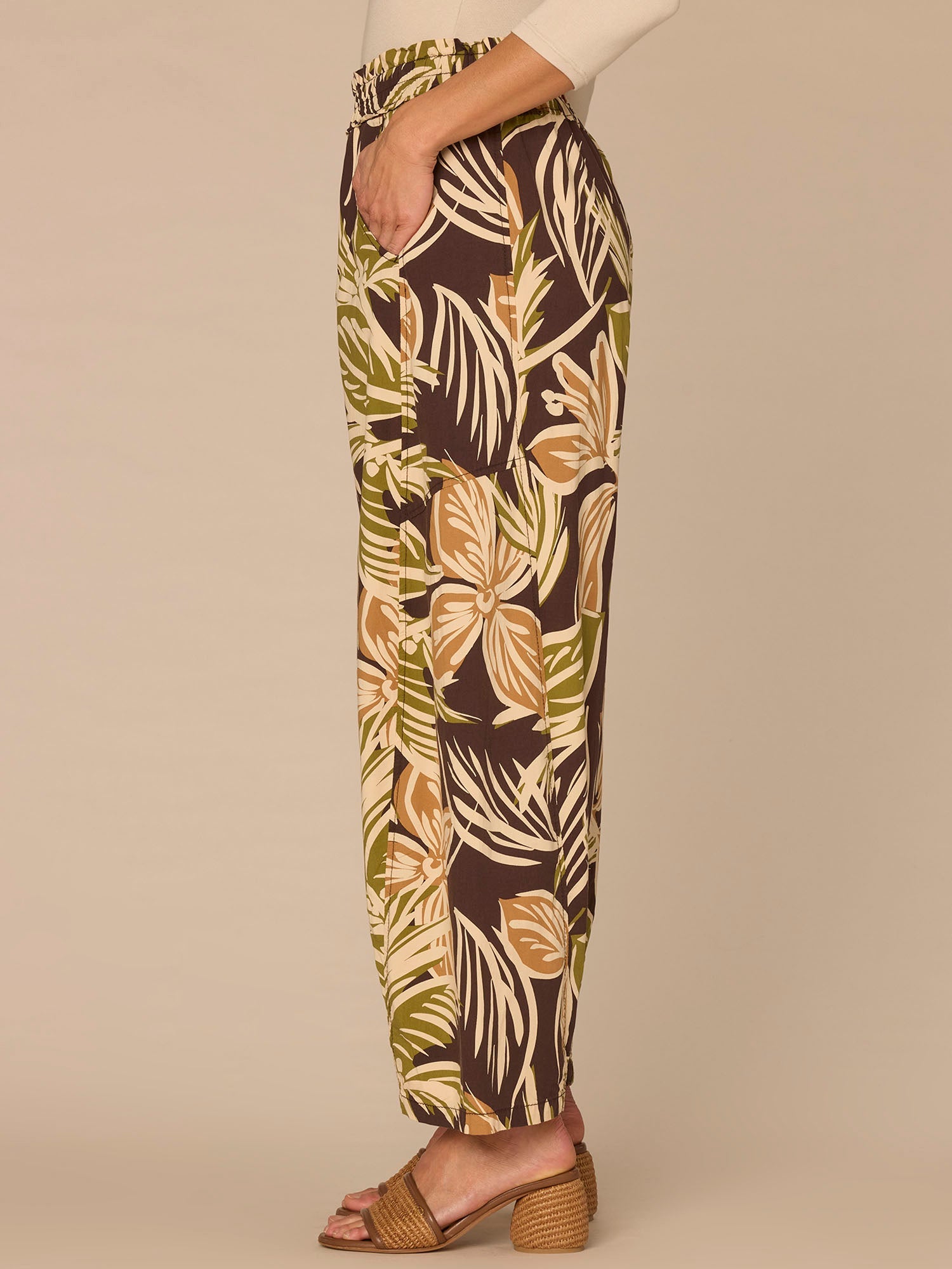 "Ab"leisure Skyrise Printed Snap Hem Glider Relaxed Straight Leg Pants