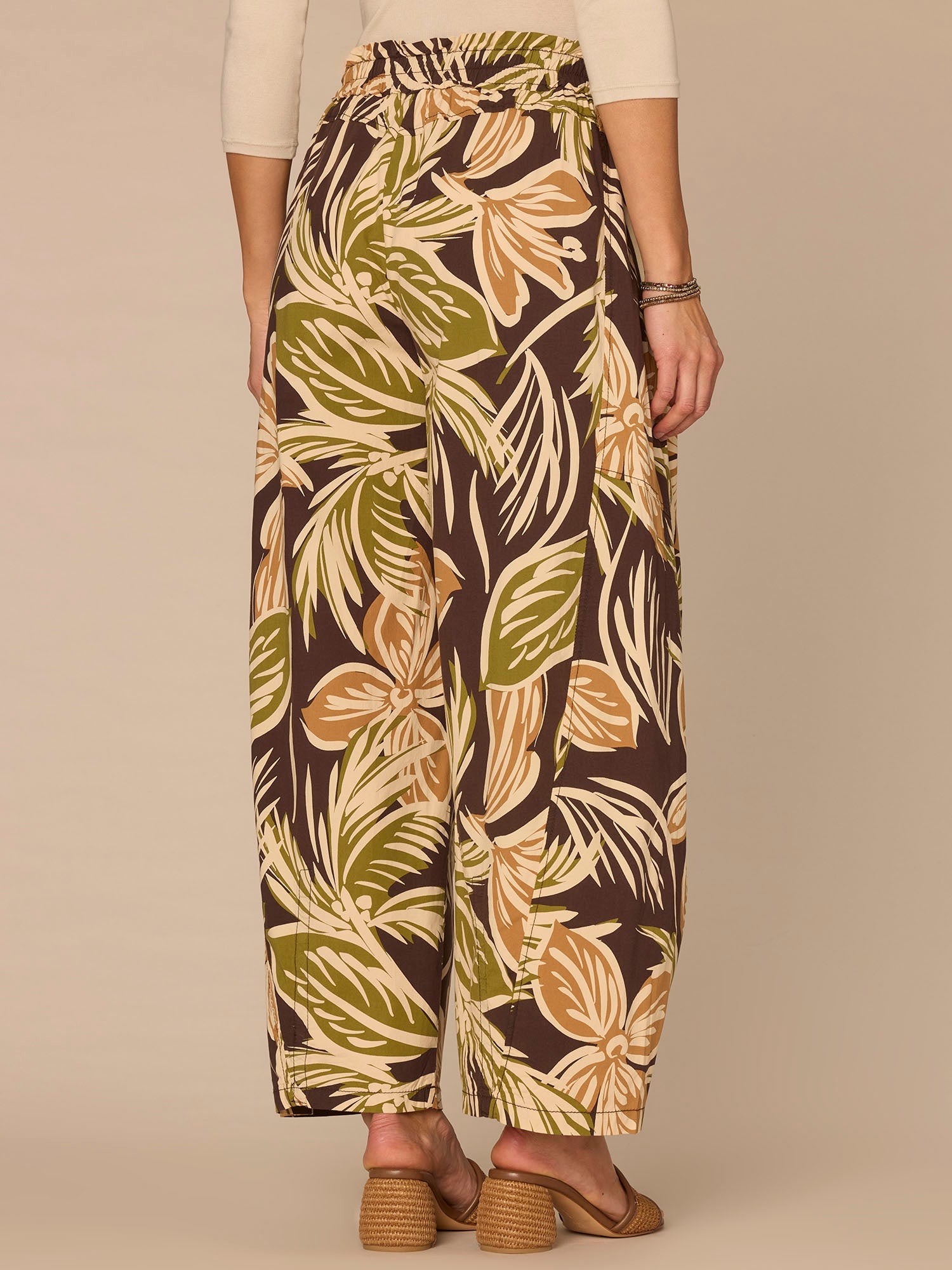 "Ab"leisure Skyrise Printed Snap Hem Glider Relaxed Straight Leg Pants