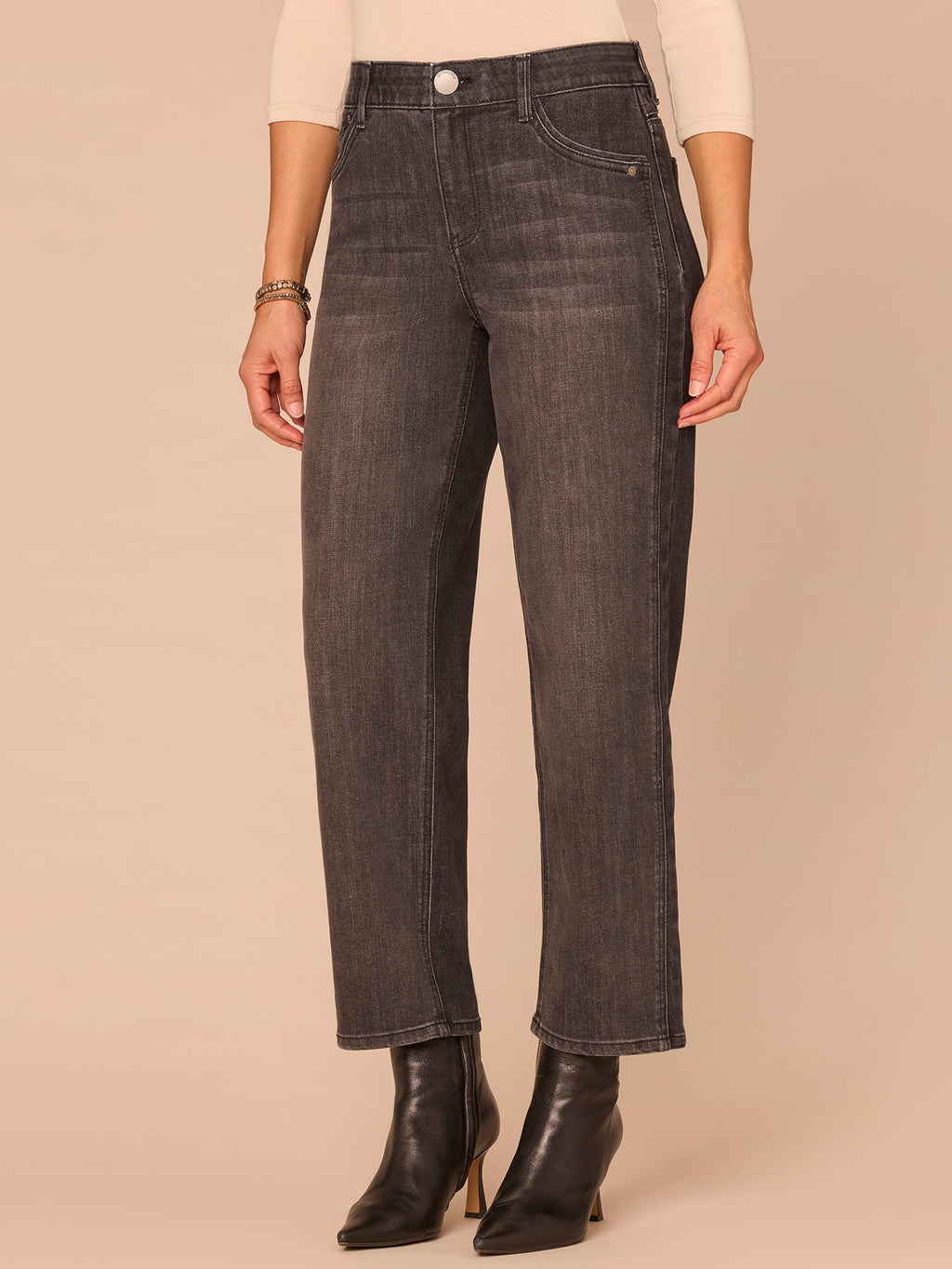 "Ab"solution® High Rise Double Side Seam Ankle Straight Leg Jeans