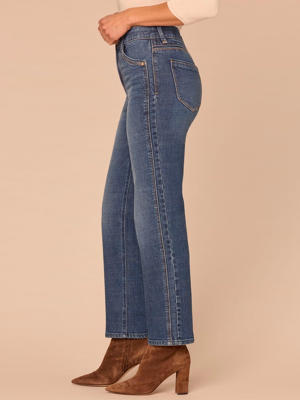 "Ab"solution® High Rise Double Side Seam Spliced Petite Straight Jeans