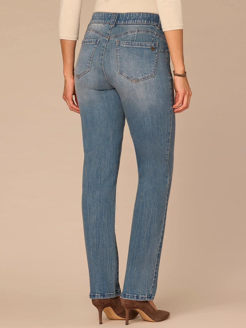 "Ab"solution® Booty Lift Straight Leg Jeans in Mid Blue Artisanal