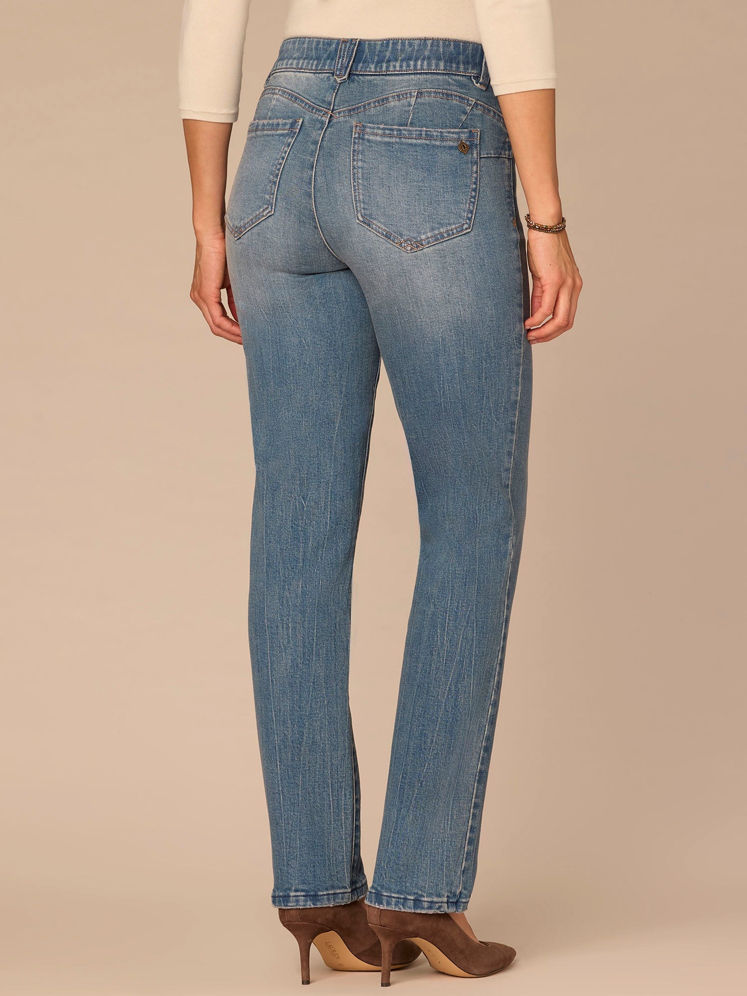 "Ab"solution® Booty Lift Mid Blue Artisanal Straight Leg Petite Jeans