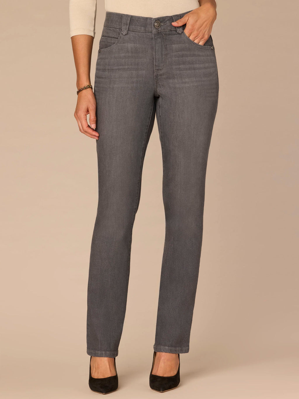 "Ab"solution® Booty Lift Straight Leg Jeans in Grey