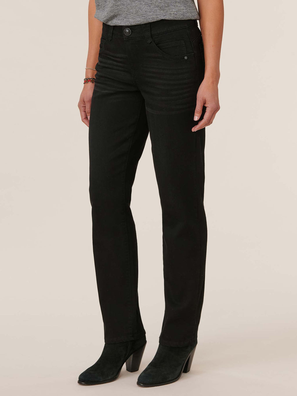 "Ab"solution® Petite Straight Leg Black Jeans