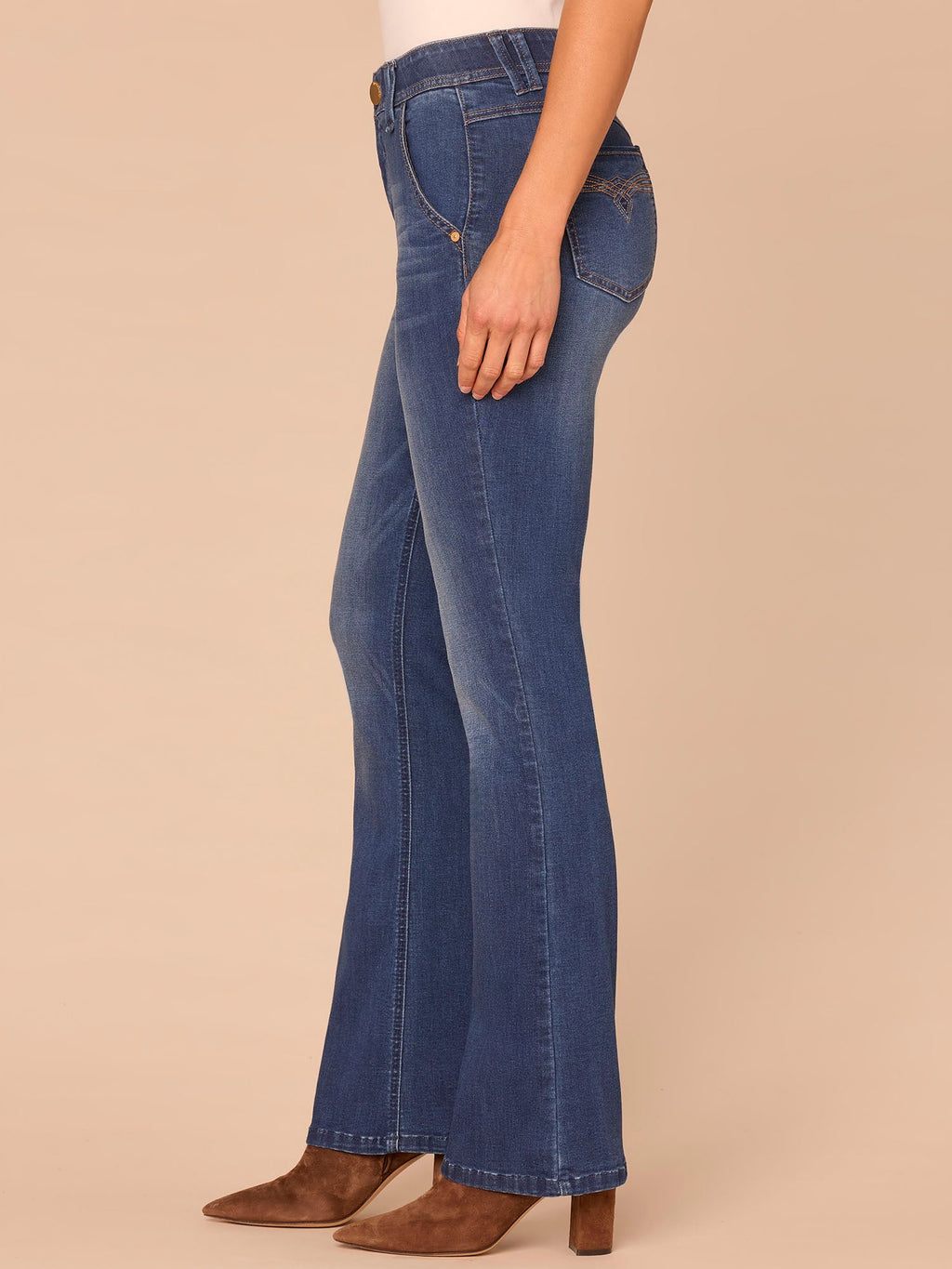 "Ab"solution® High Rise 3D Embroidered Pocket Itty Bitty Boot Jeans