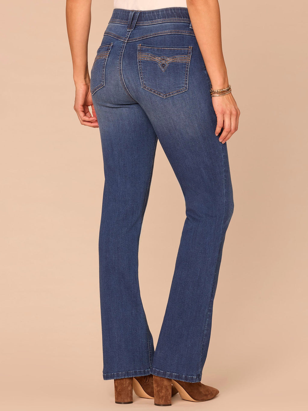 "Ab"solution® High Rise 3D Embroidered Pocket Itty Bitty Boot Jeans
