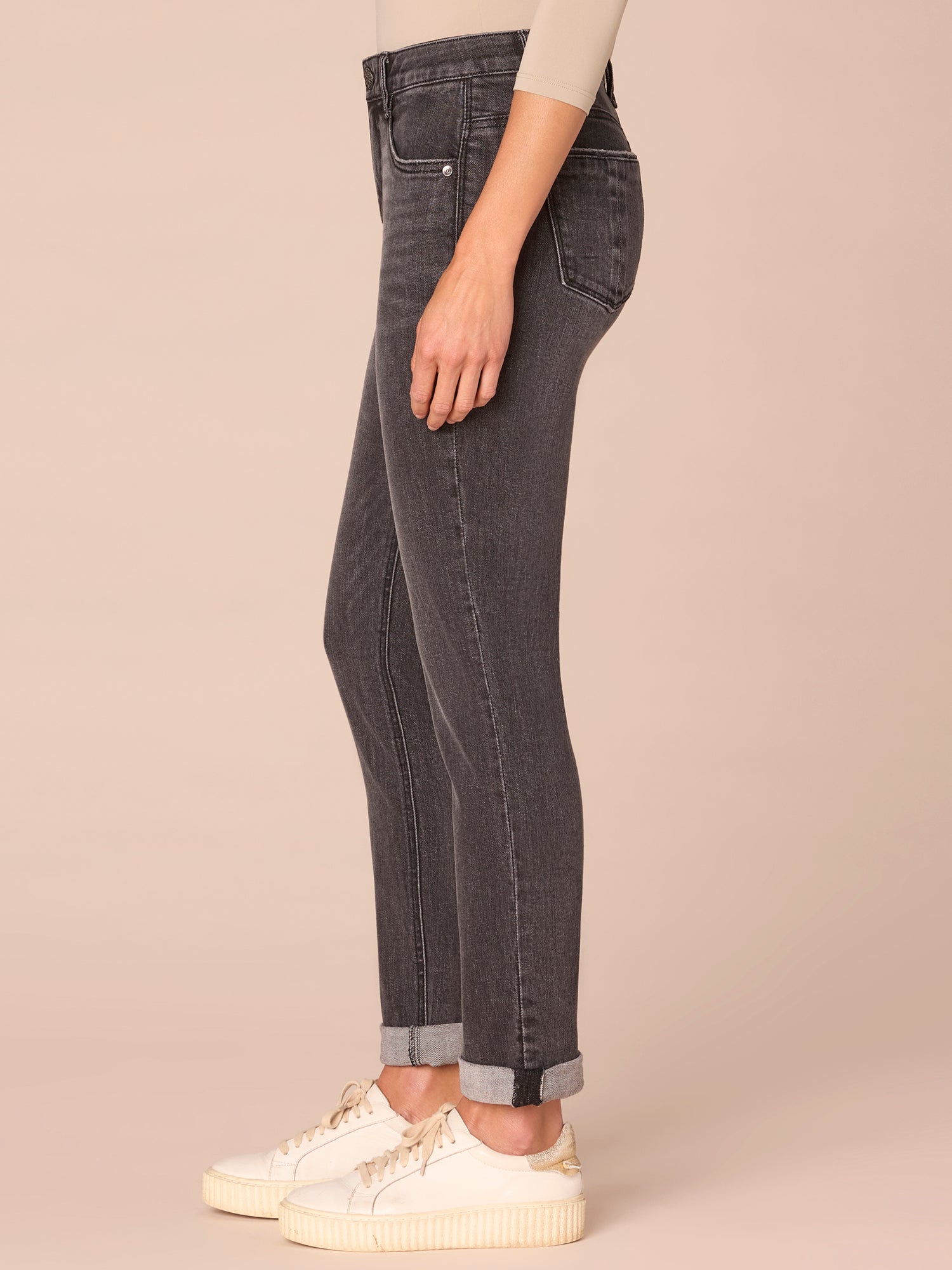"Ab"solution® Mid-Rise Girlfriend Jeans with Roll Cuff
