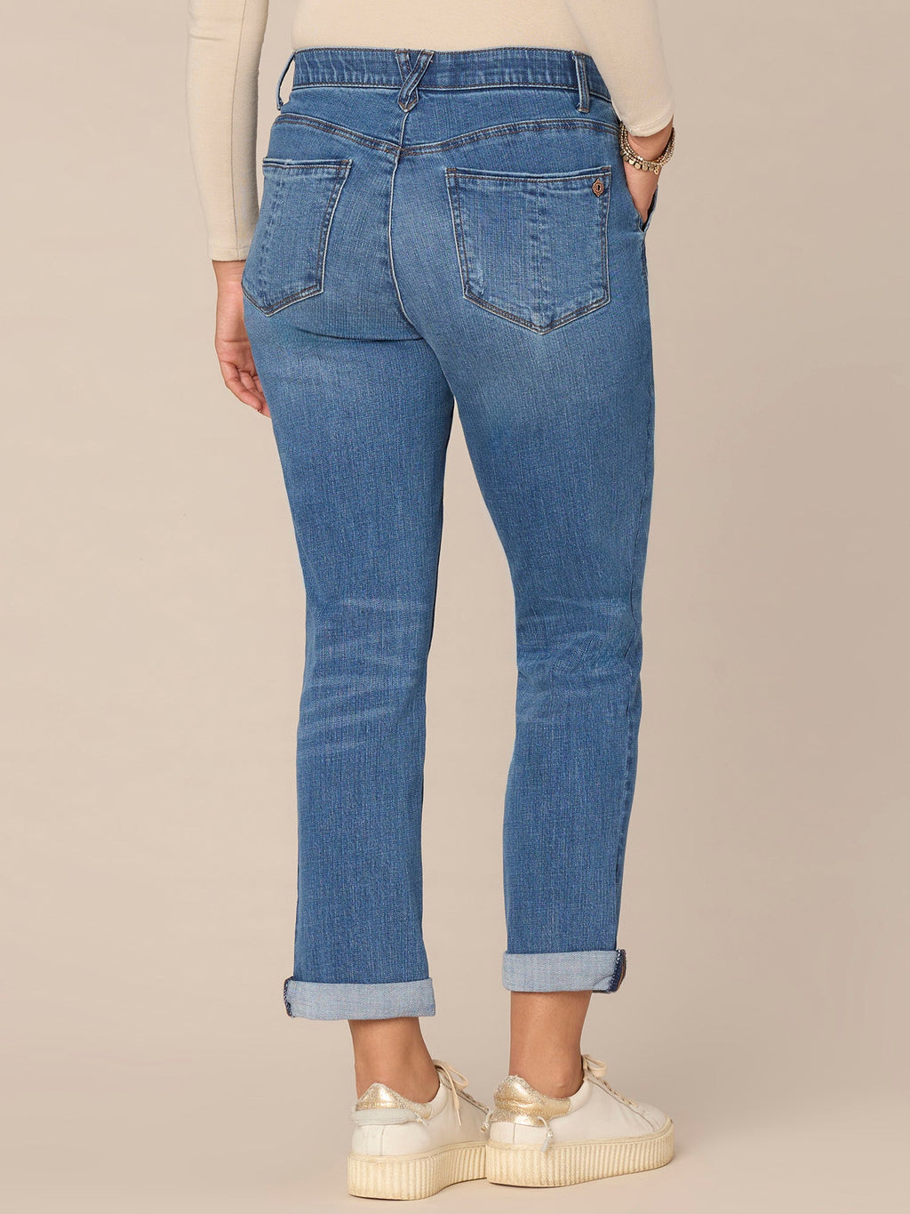 "Ab"solution Mid-Rise Side Entry Pocket Girlfriend Petite Jeans