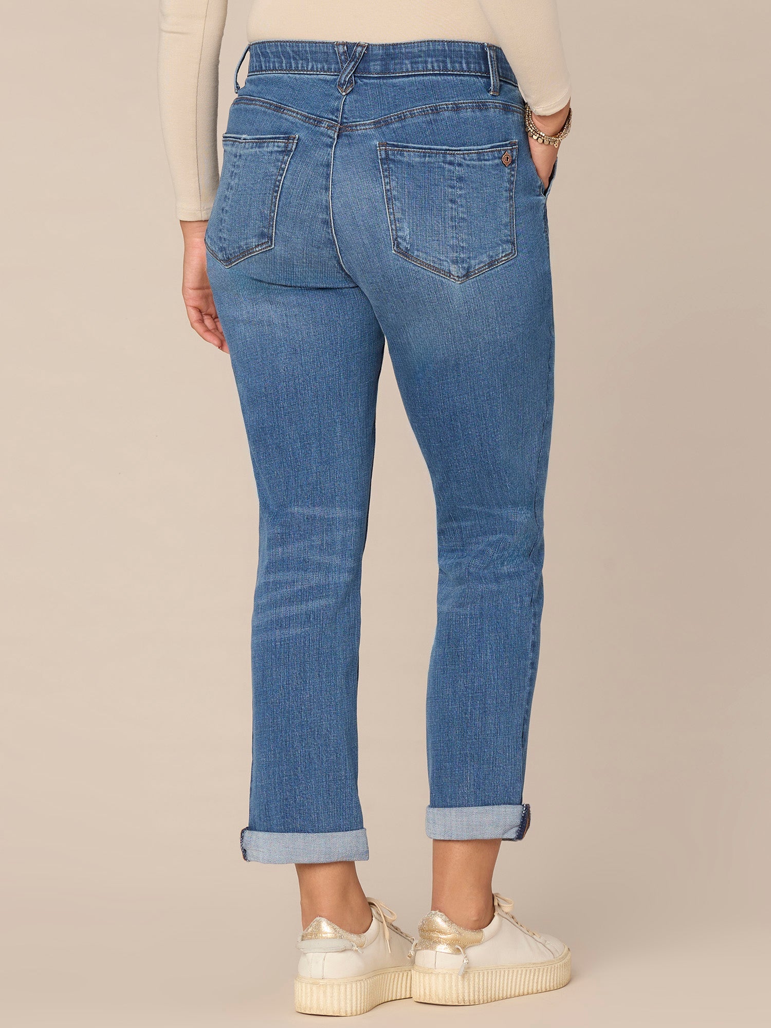 "Ab"solution Mid-Rise Side Entry Pocket Girlfriend Petite Jeans