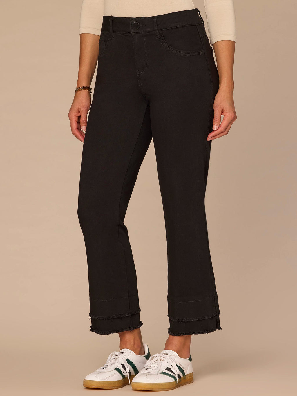 "Ab"solution® Mid-Rise Double Layer Fray Hem Kick Flare Petite Jeans