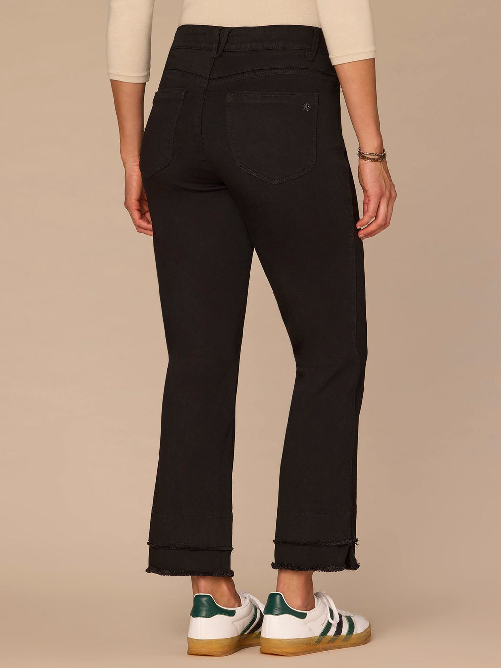 "Ab"solution® Mid-Rise Black Double Layer Fray Hem Kick Flare Jeans