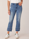 "Ab"solution® Mid-Rise Blue Double Layer Fray Hem Kick Flare Jeans