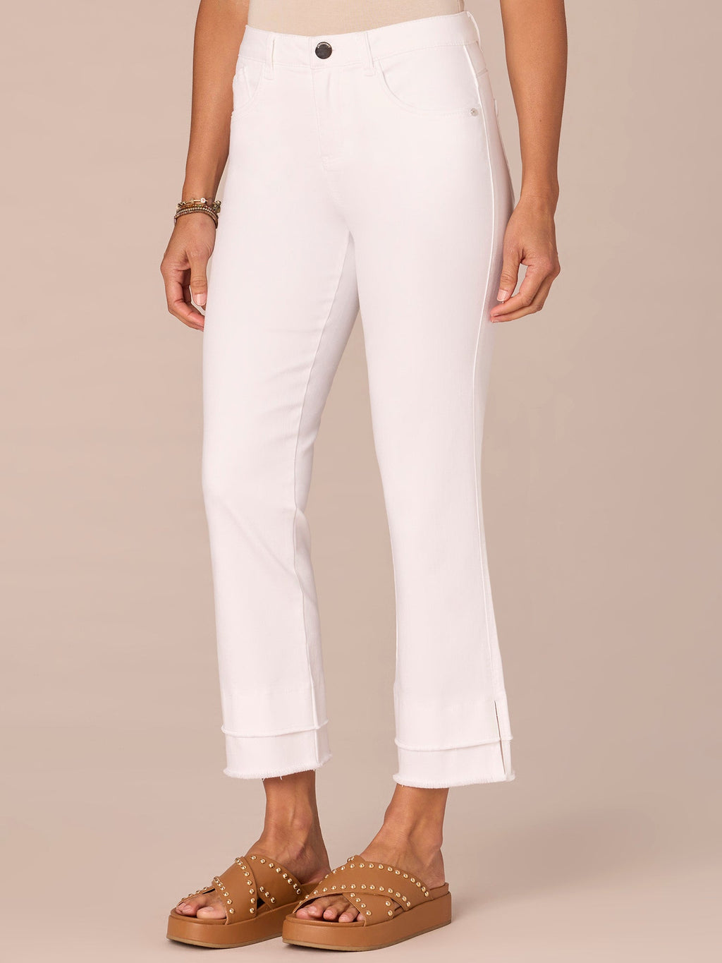 "Ab"solution Mid-Rise Flare Jeans with Double Layer Fray Hem