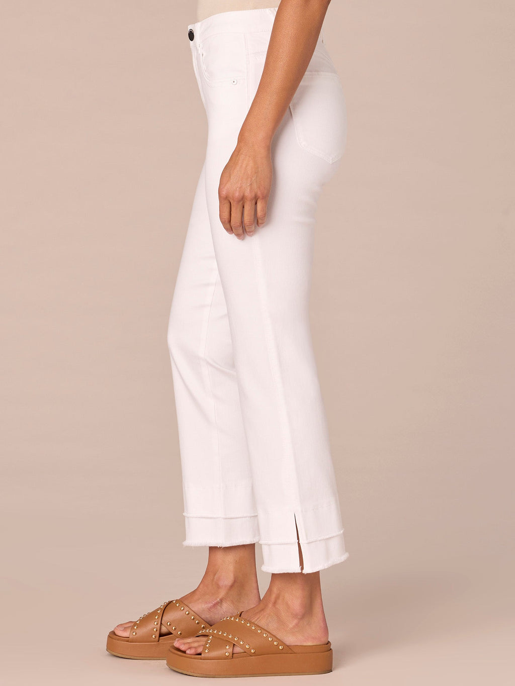 "Ab"solution Mid-Rise Flare Jeans with Double Layer Fray Hem
