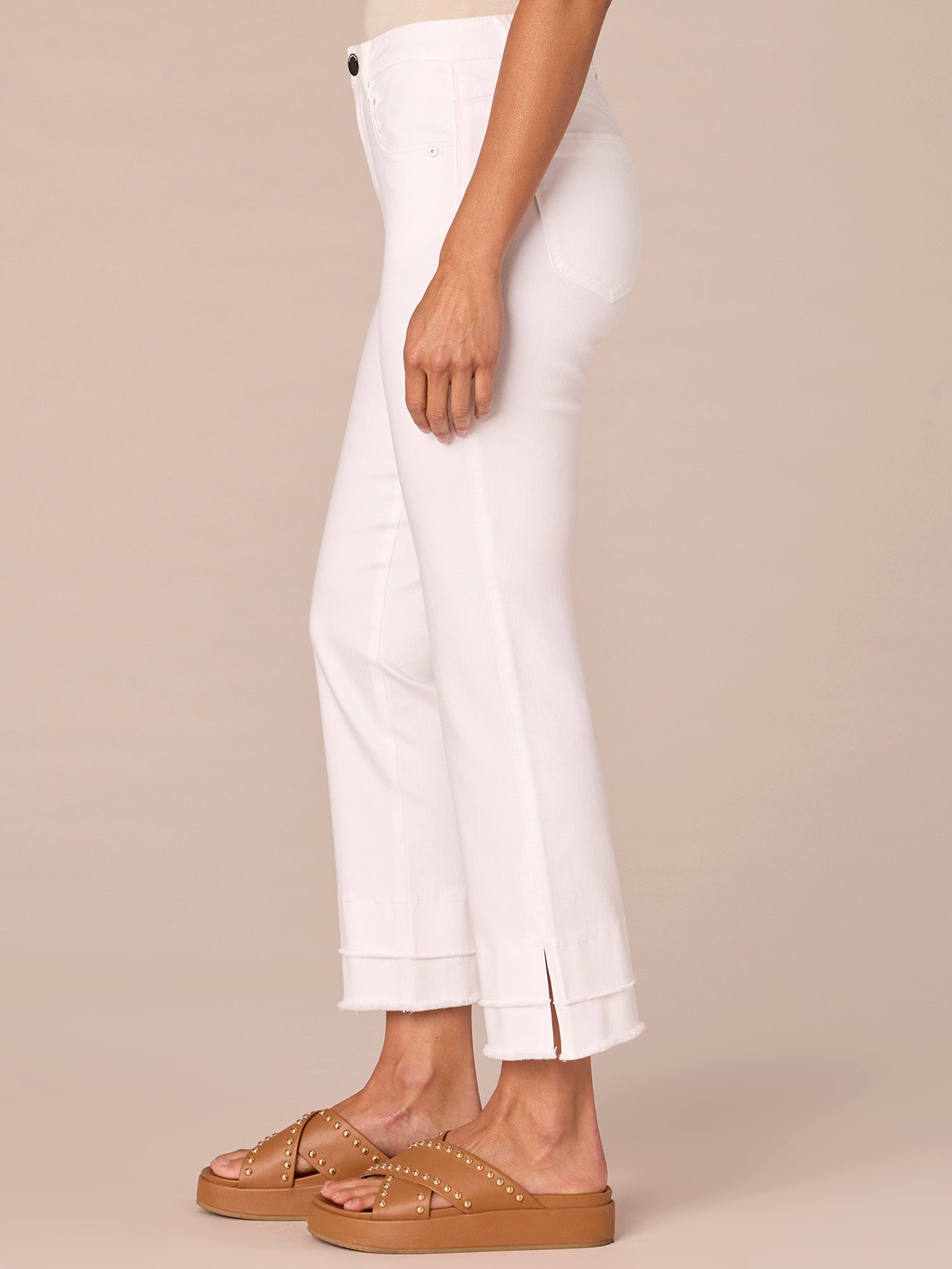 "Ab"solution Mid-Rise Flare Petite Jeans with Double Layer Fray Hem