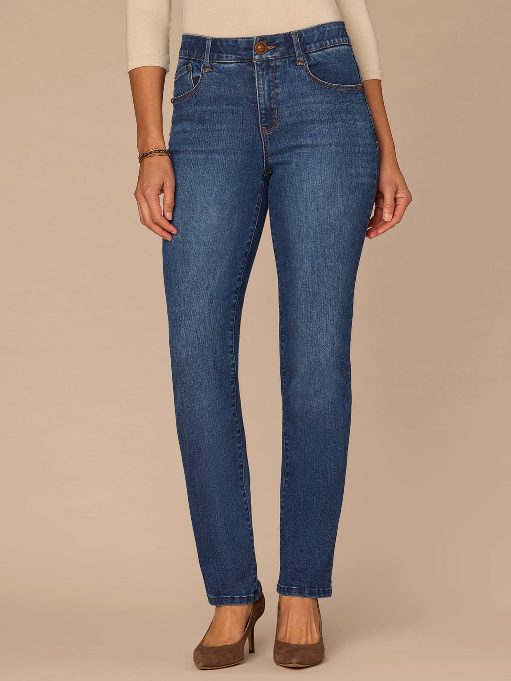 "Ab"solution® High Rise Straight Leg Jeans in Blue
