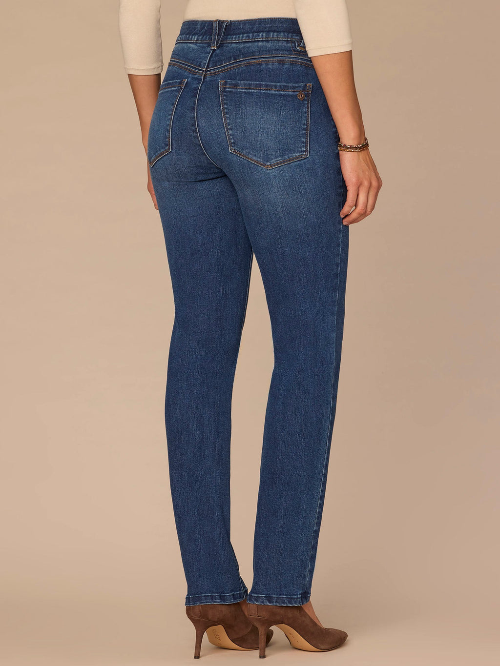 "Ab"solution® High Rise Straight Leg Jeans in Blue