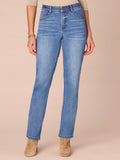 "Ab"solution® High Rise Petite Straight Leg Jeans in Mid Blue