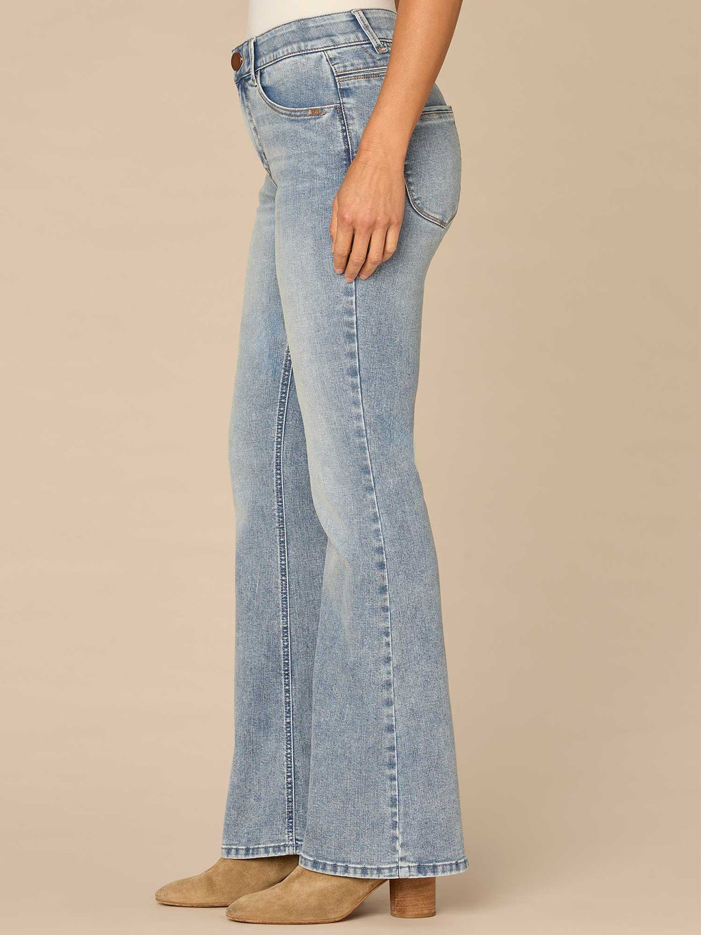 "Ab"solution® High Rise Out There Flare Jeans in Light Blue