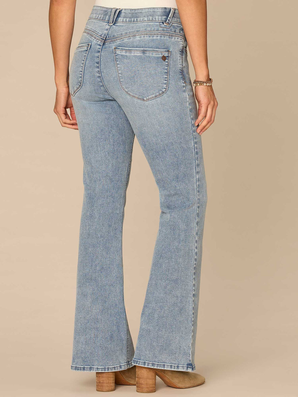 "Ab"solution® High Rise Petite Out There Flare Jeans in Light Blue