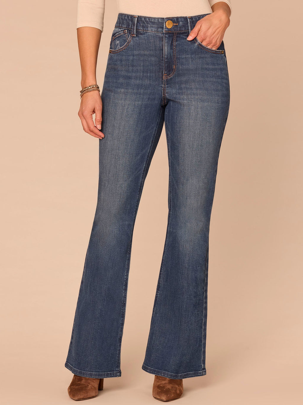 "Ab"solution® High Rise Out There Flare Jeans in Blue