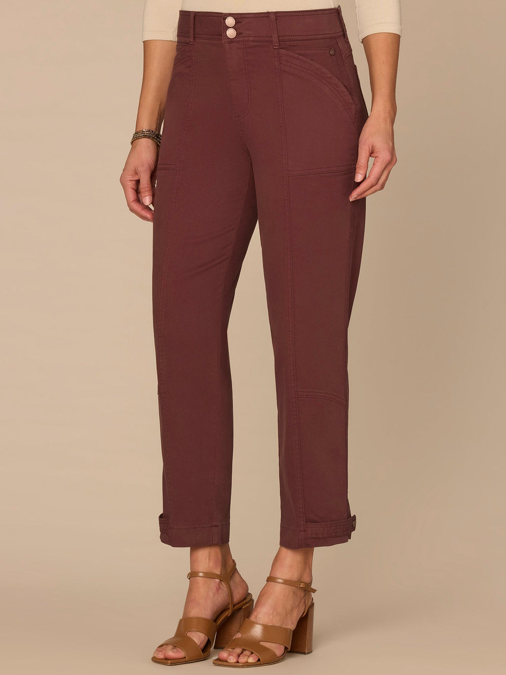 "Ab"solution® High Rise Tapered Utility Pant with Snap Hem