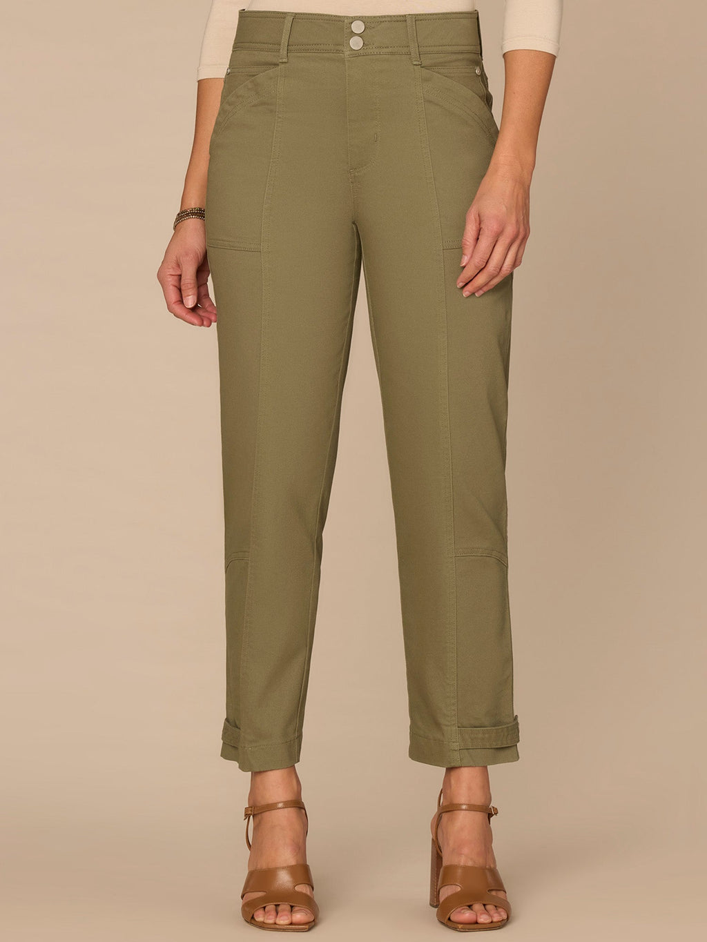 "Ab"solution High Rise Snap Hem Petite Utility Pant