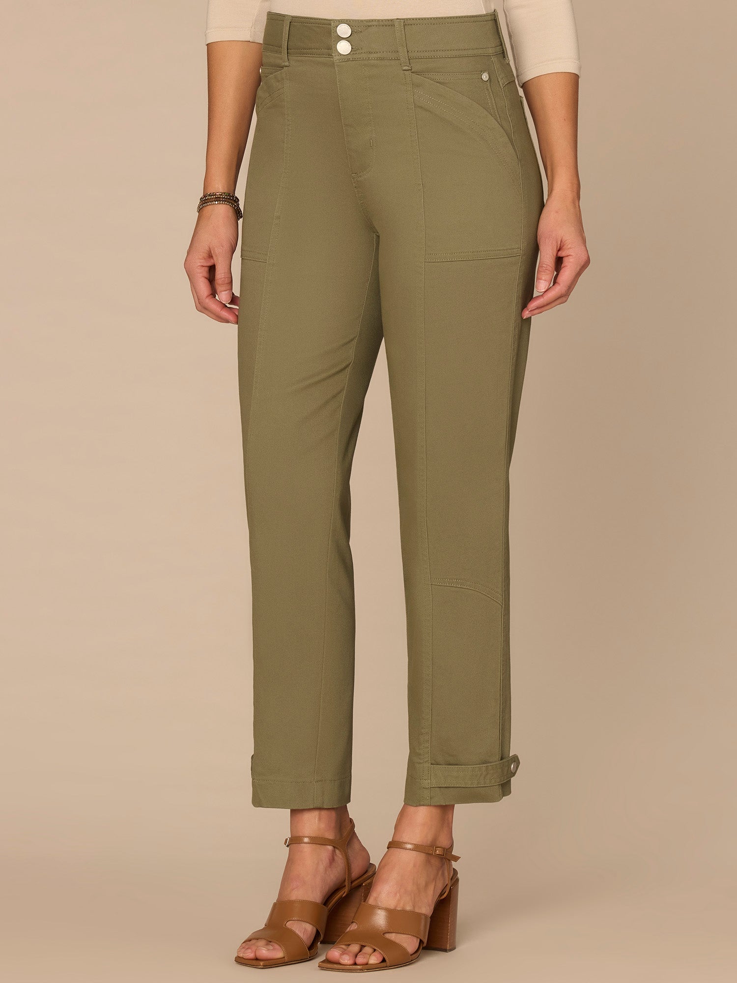 "Ab"solution® High Rise Tapered Utility Pant with Snap Hem