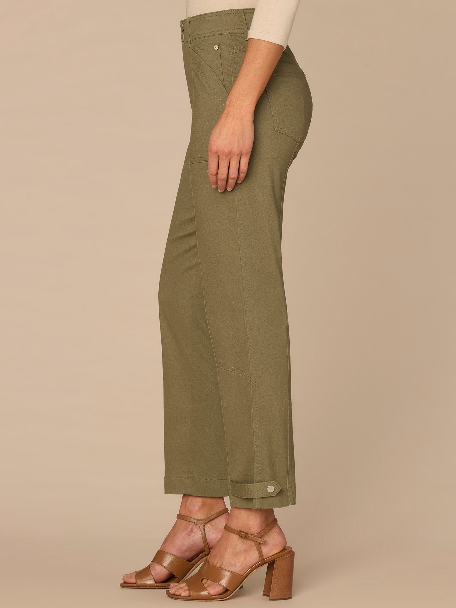 "Ab"solution High Rise Snap Hem Petite Utility Pant