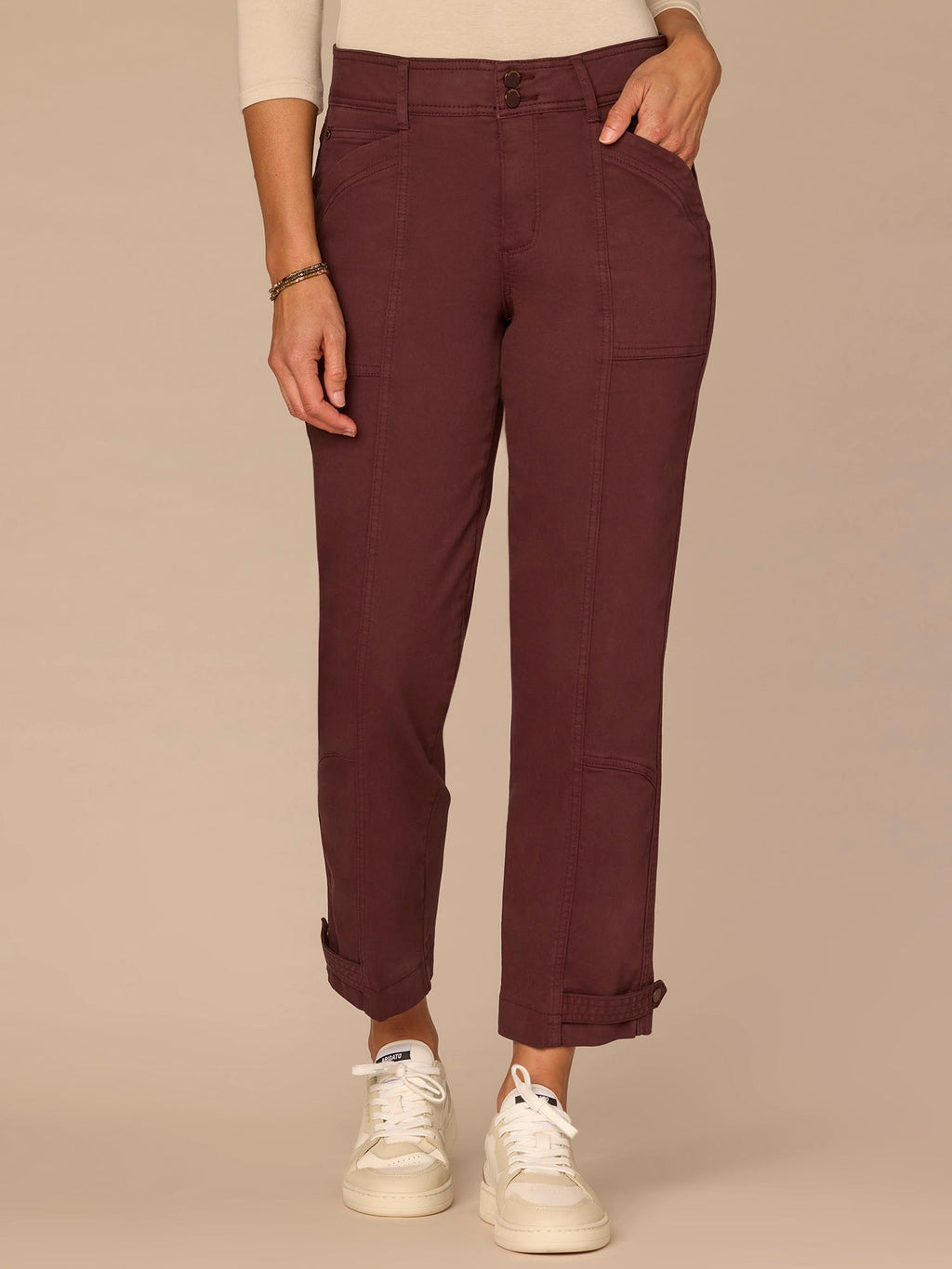 "Ab"solution® High Rise Tapered Utility Pant with Snap Hem