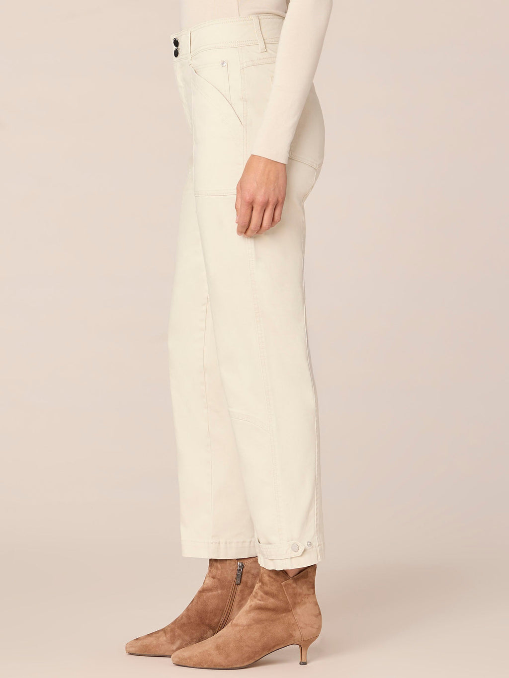 "Ab"solution High Rise Snap Hem Petite Utility Pant